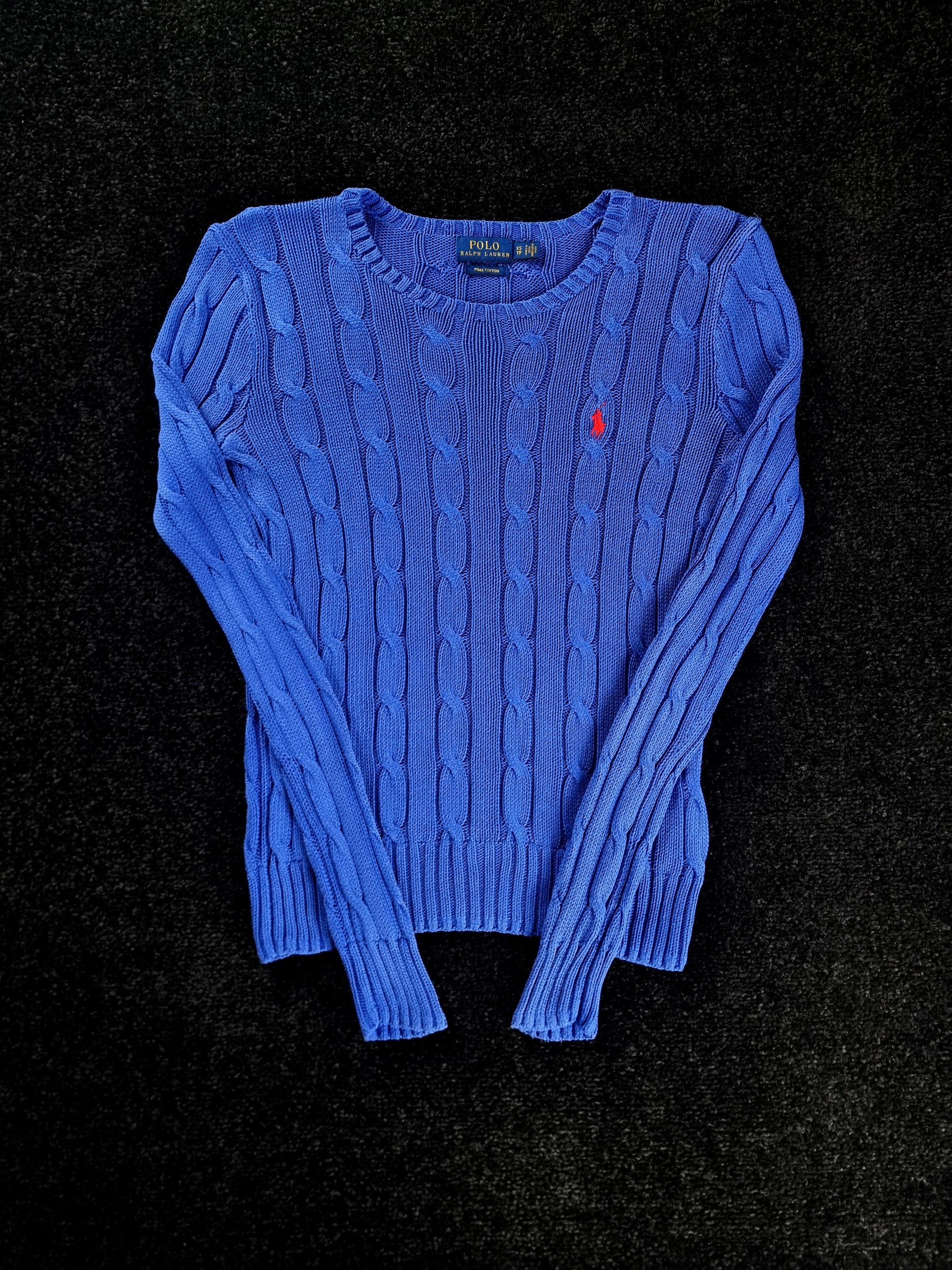 Sweater Cable Knit Polo Ralph Lauren Men XS Blue image 2