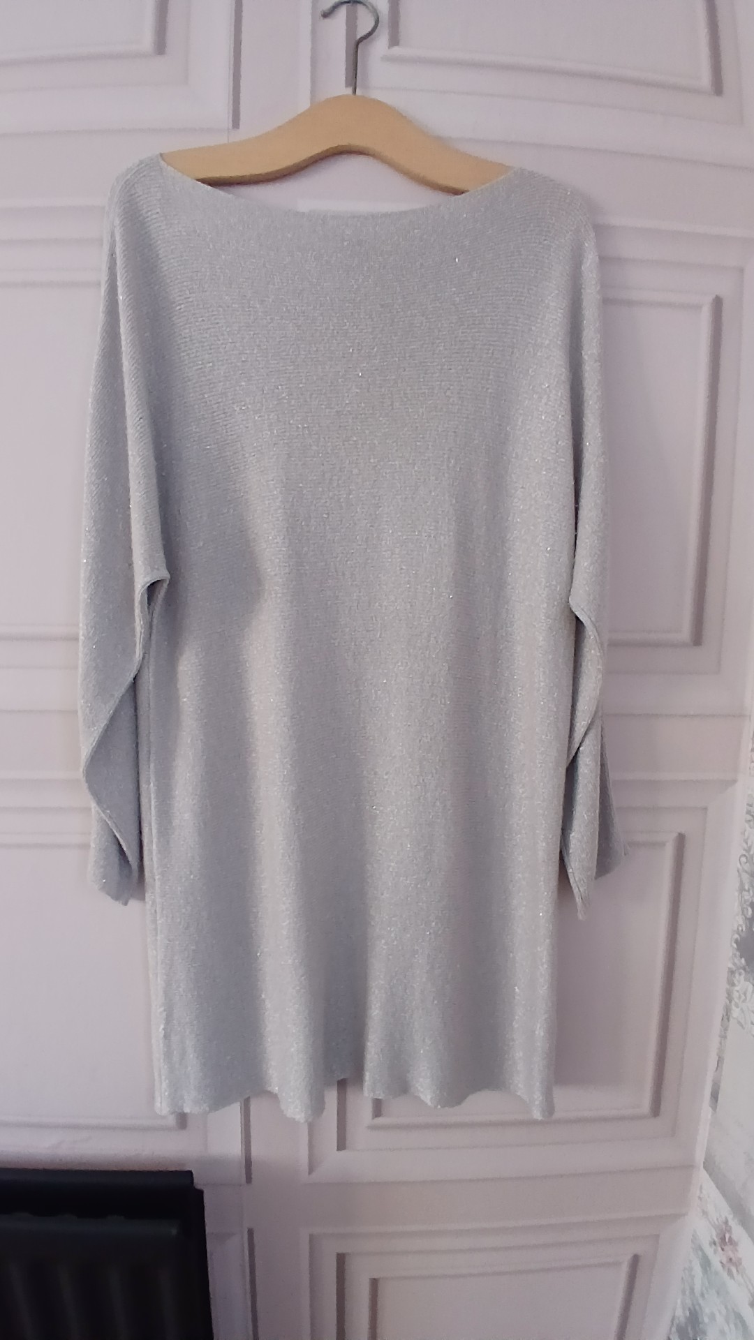 M&S Silver Sparkly Knit Jumper UK 16 Loose Fit