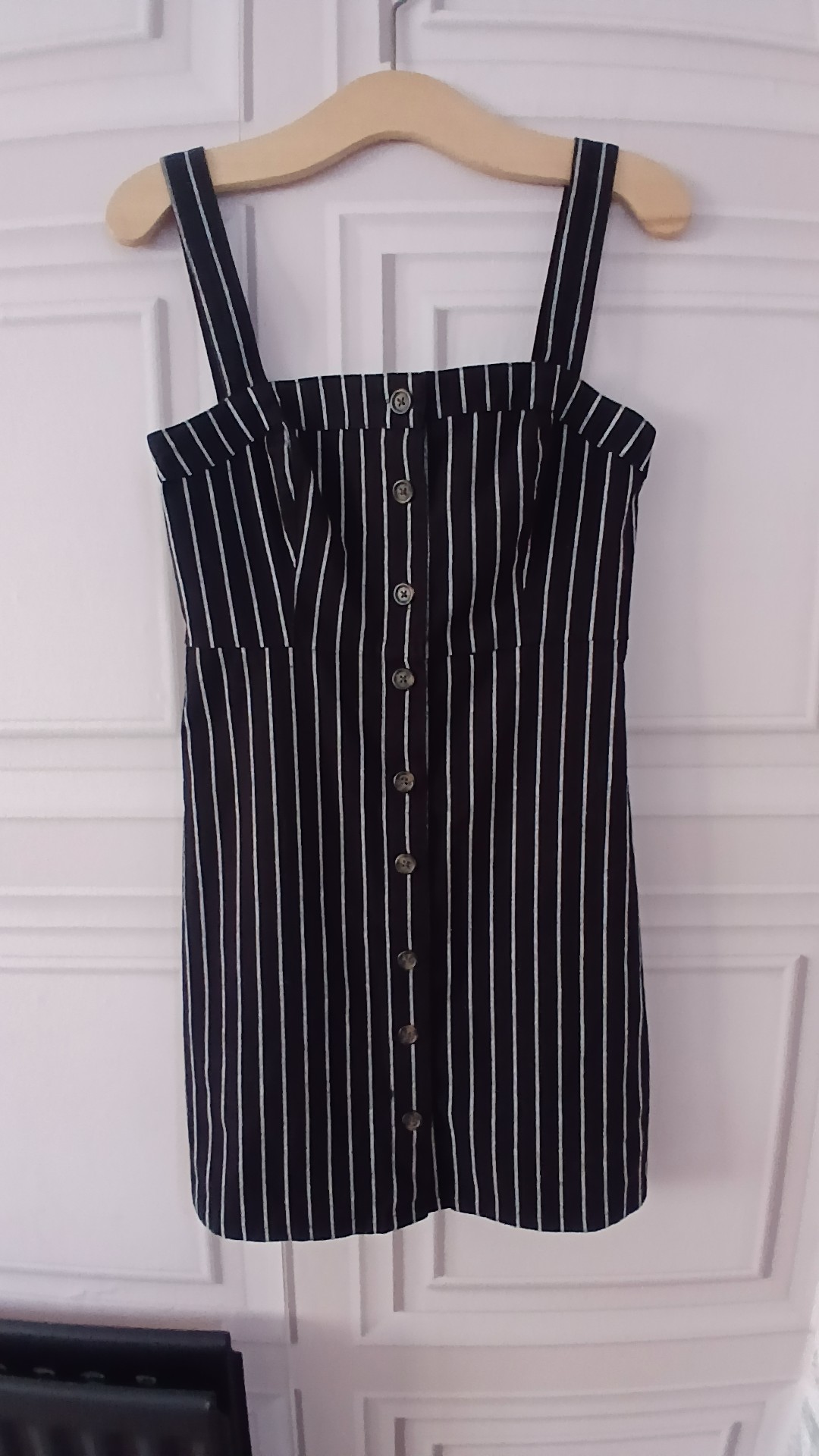 Hollister Women's Black & White Striped Button-Front Mini Dress Small