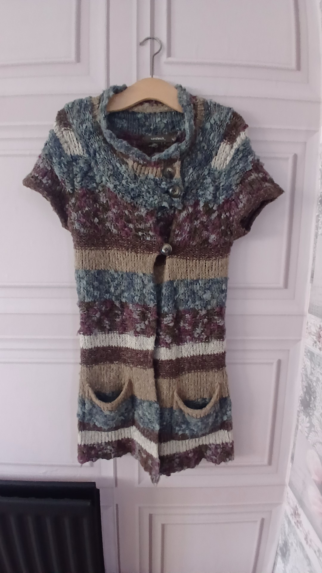 Sandwich Women's Multi-Colour Knit Button-Up Short Sleeve Cardigan Medium