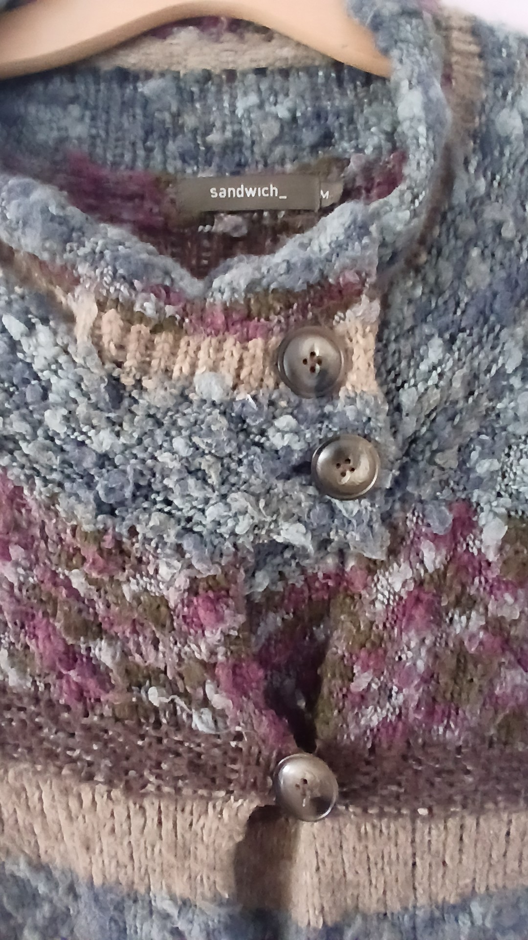 Sandwich Unique Chunky Multi-Colour Knit Button-Up Top Short Sleeve Cardigan M image 3