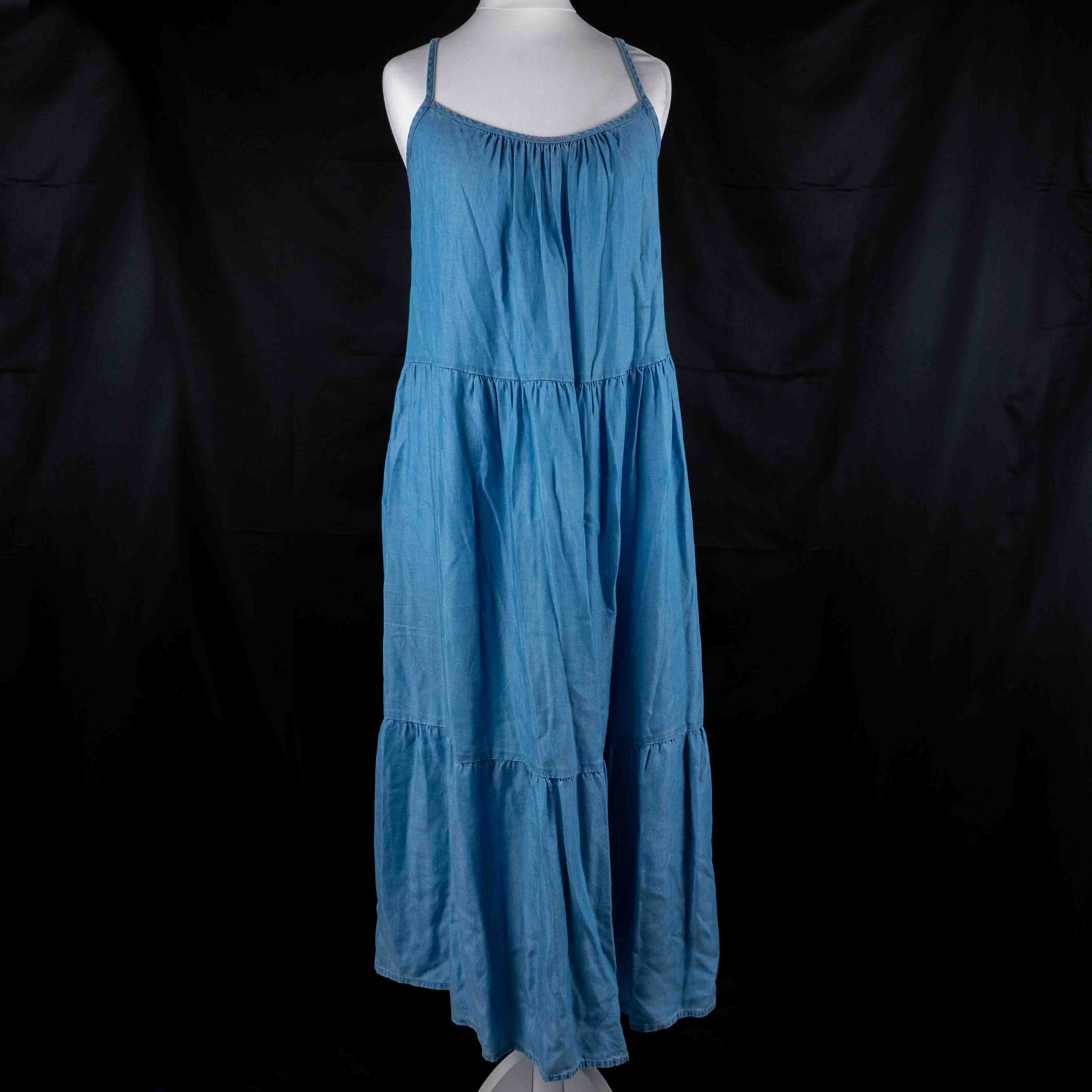 F&F Blue Denim Style Tiered Spaghetti Strap Dress UK 12 NWT RRP £19.50