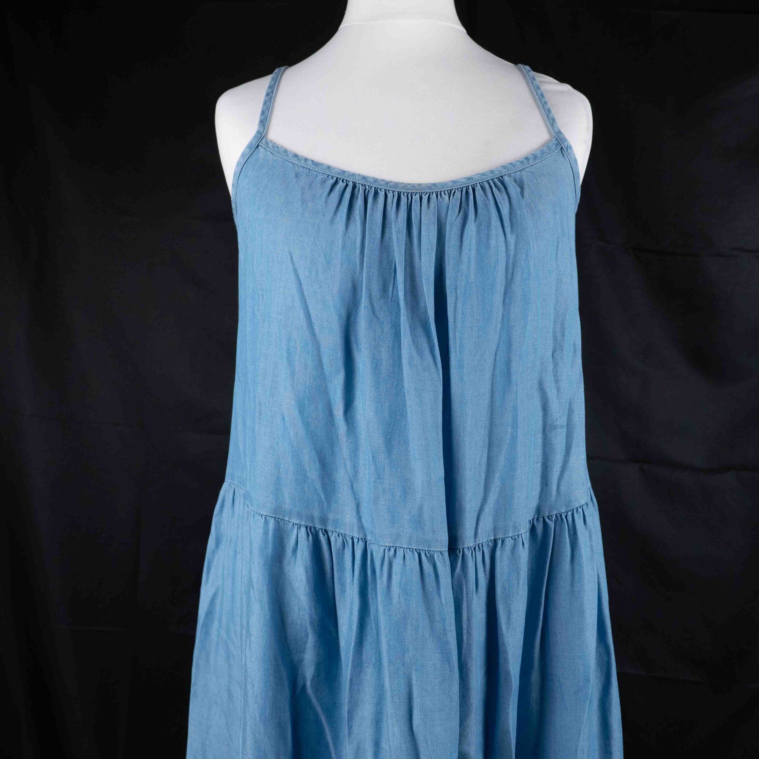 F&F Blue Denim Style Tiered Spaghetti Strap Dress UK 12 NWT RRP £19.50 image 2