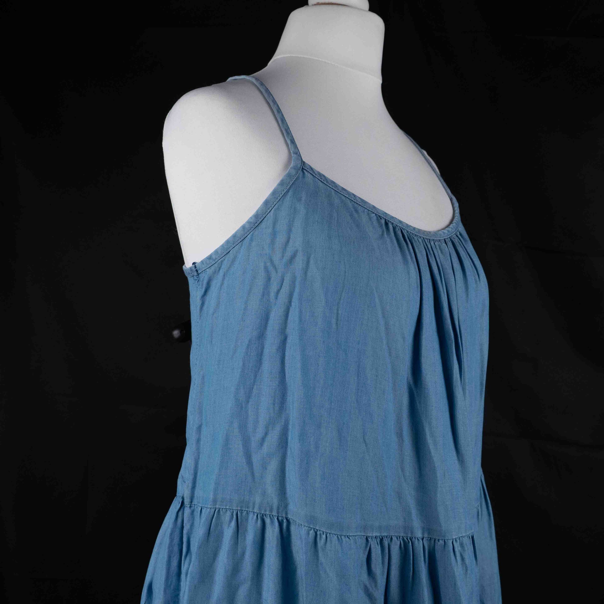 F&F Blue Denim Style Tiered Spaghetti Strap Dress UK 12 NWT RRP £19.50 image 3