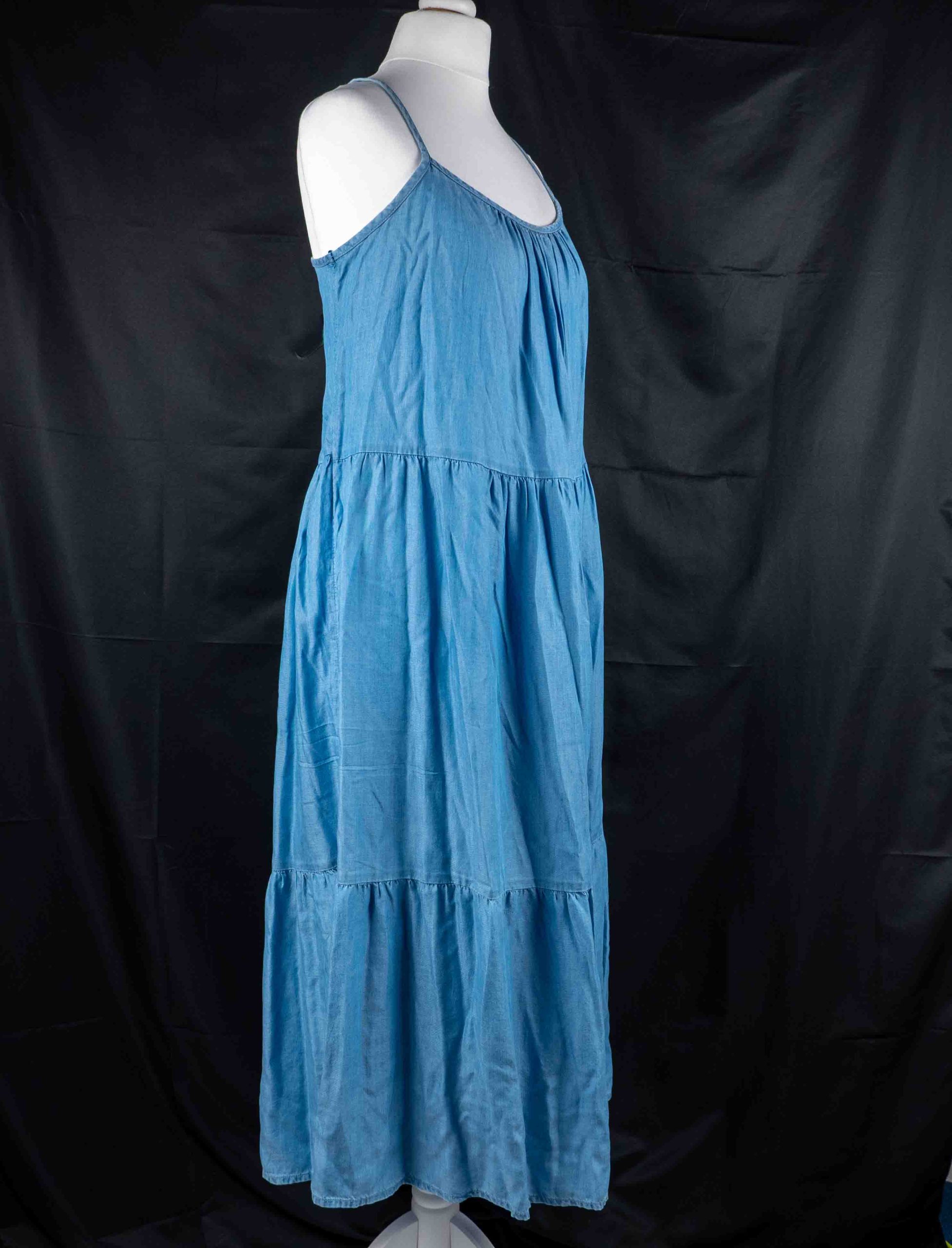 F&F Blue Denim Style Tiered Spaghetti Strap Dress UK 12 NWT RRP £19.50 image 4