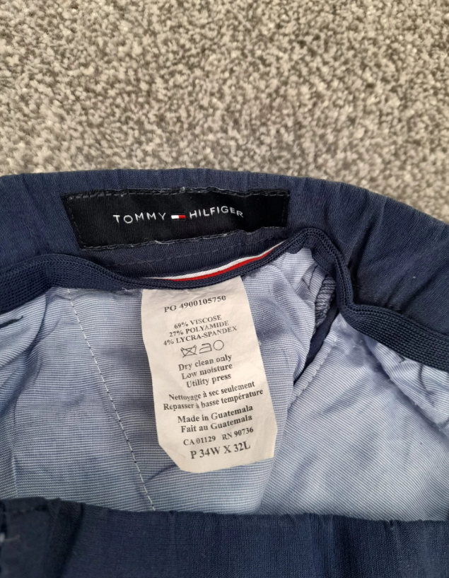 Tommy Hilfiger Navy Blue Tailored Chino Trousers 34" image 7