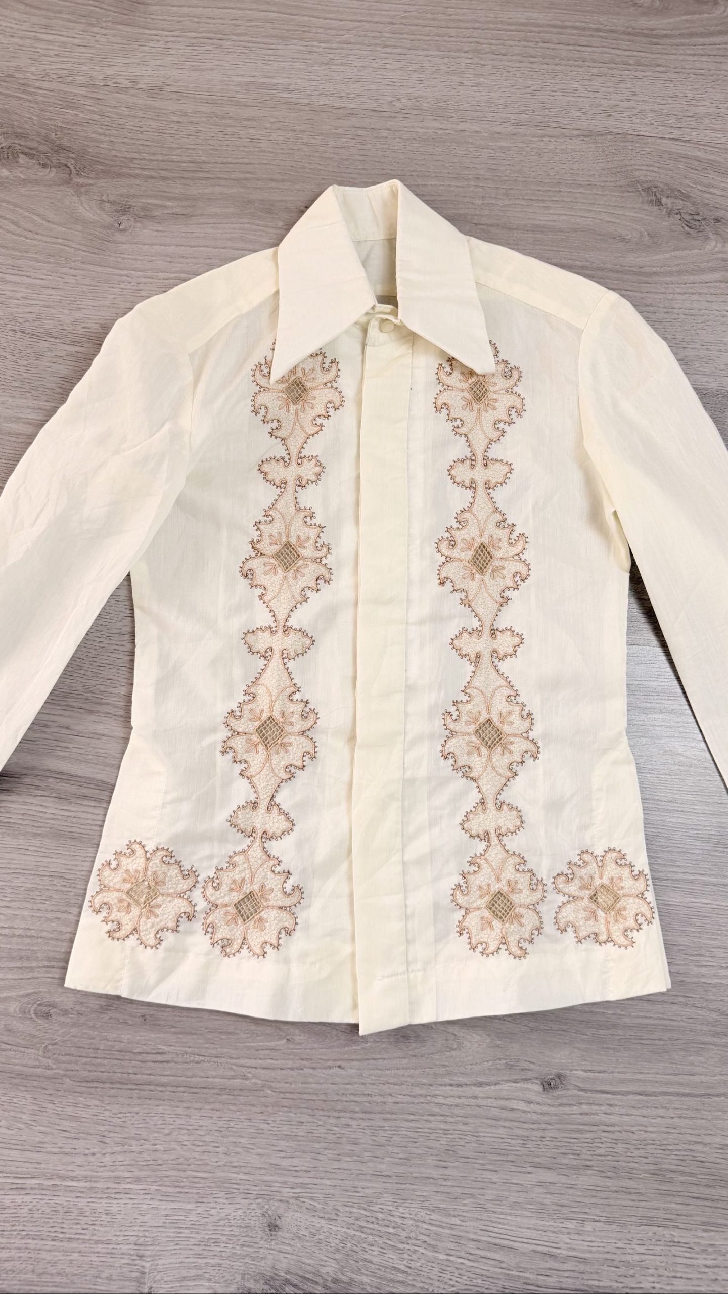 Unbranded Cream Embroidered Long Sleeve Shirt image 2