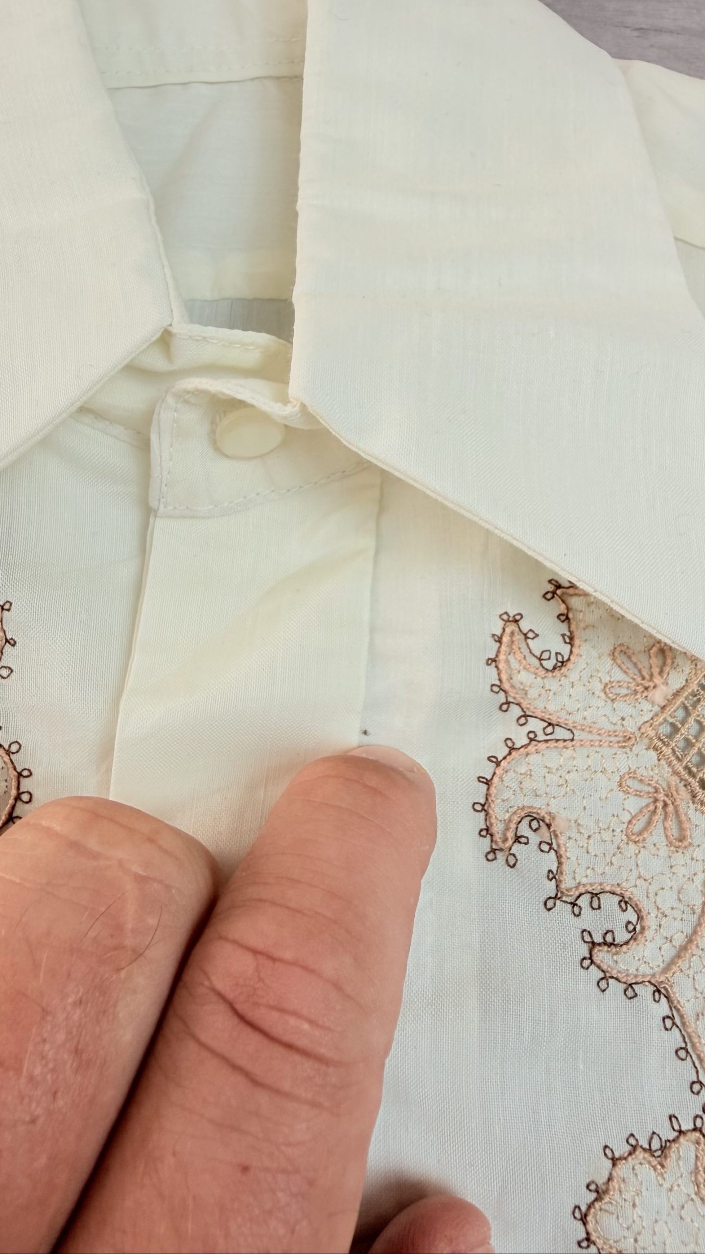 Unbranded Cream Embroidered Long Sleeve Shirt image 3