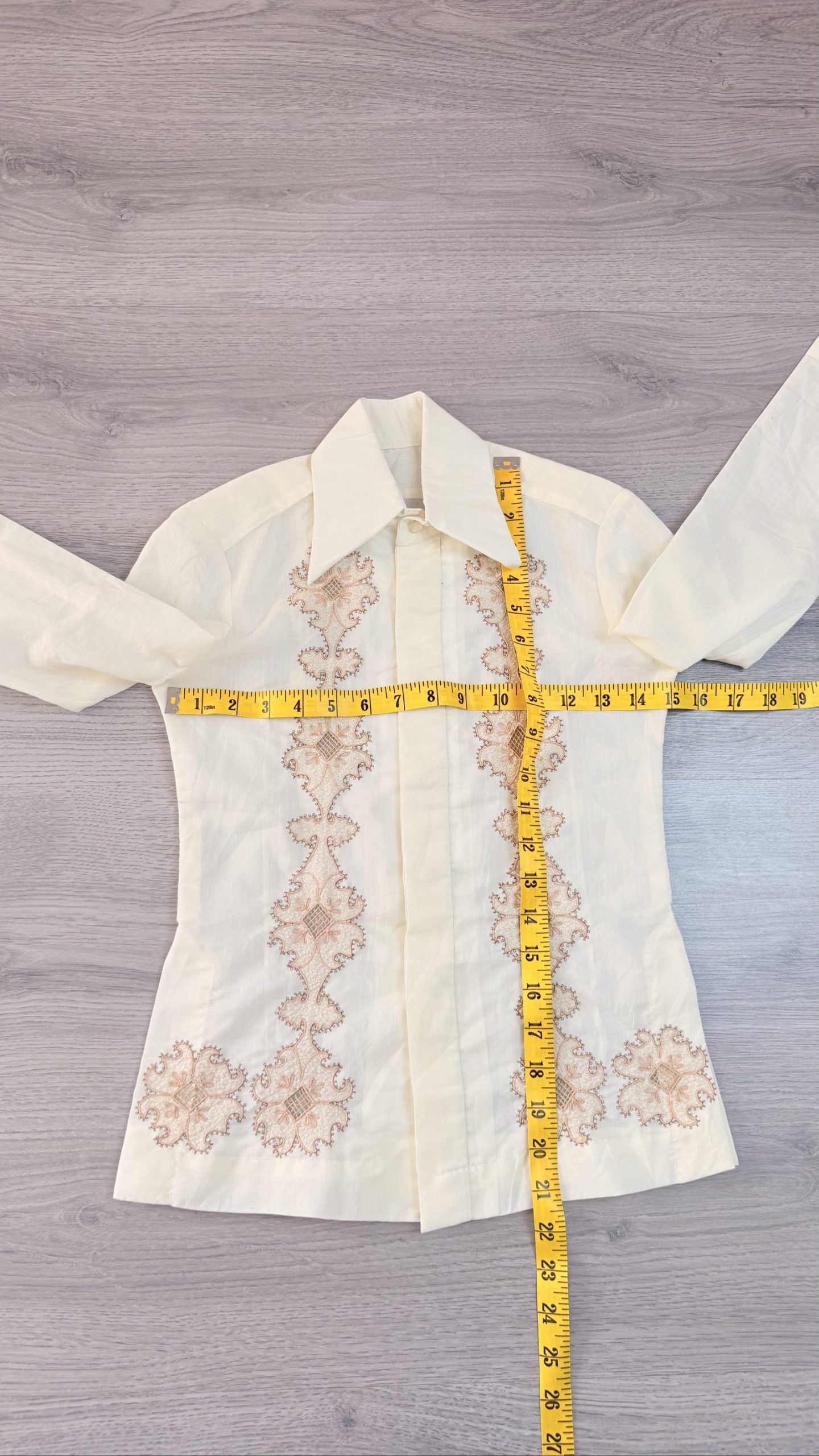 Unbranded Cream Embroidered Long Sleeve Shirt image 4