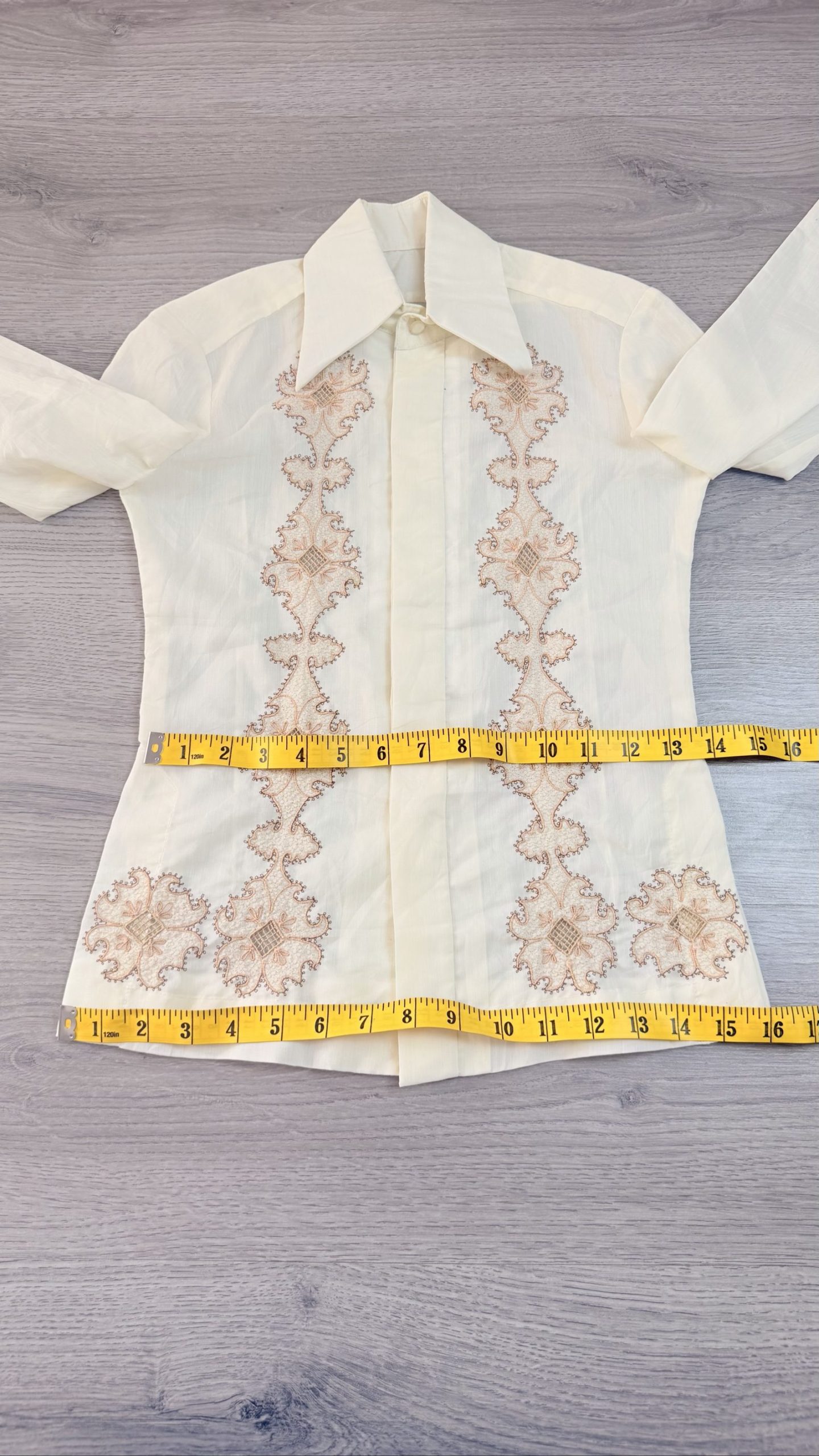Unbranded Cream Embroidered Long Sleeve Shirt image 5