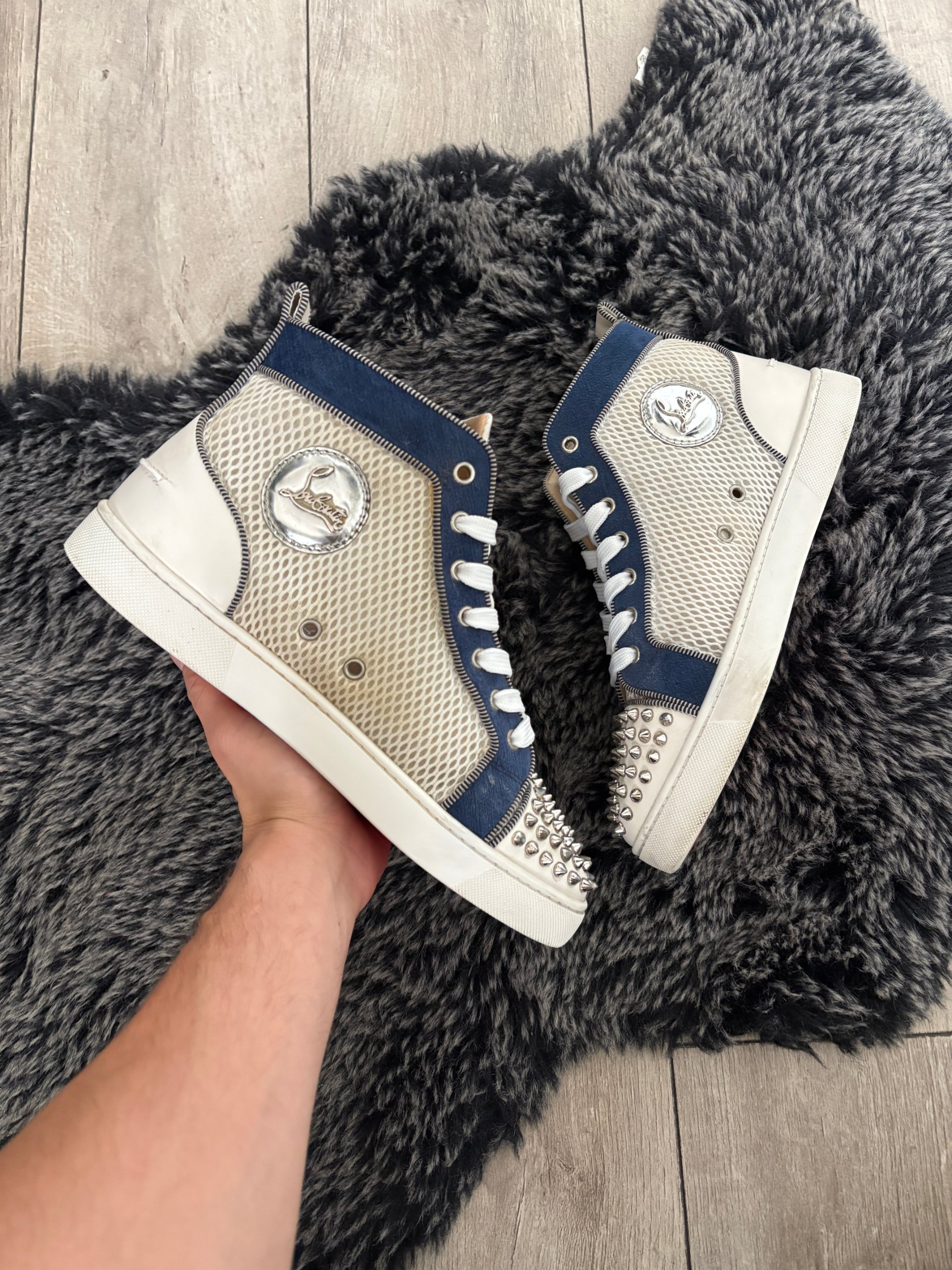 Christian Louboutin Louis Flat Mesh Spikes High Size 42