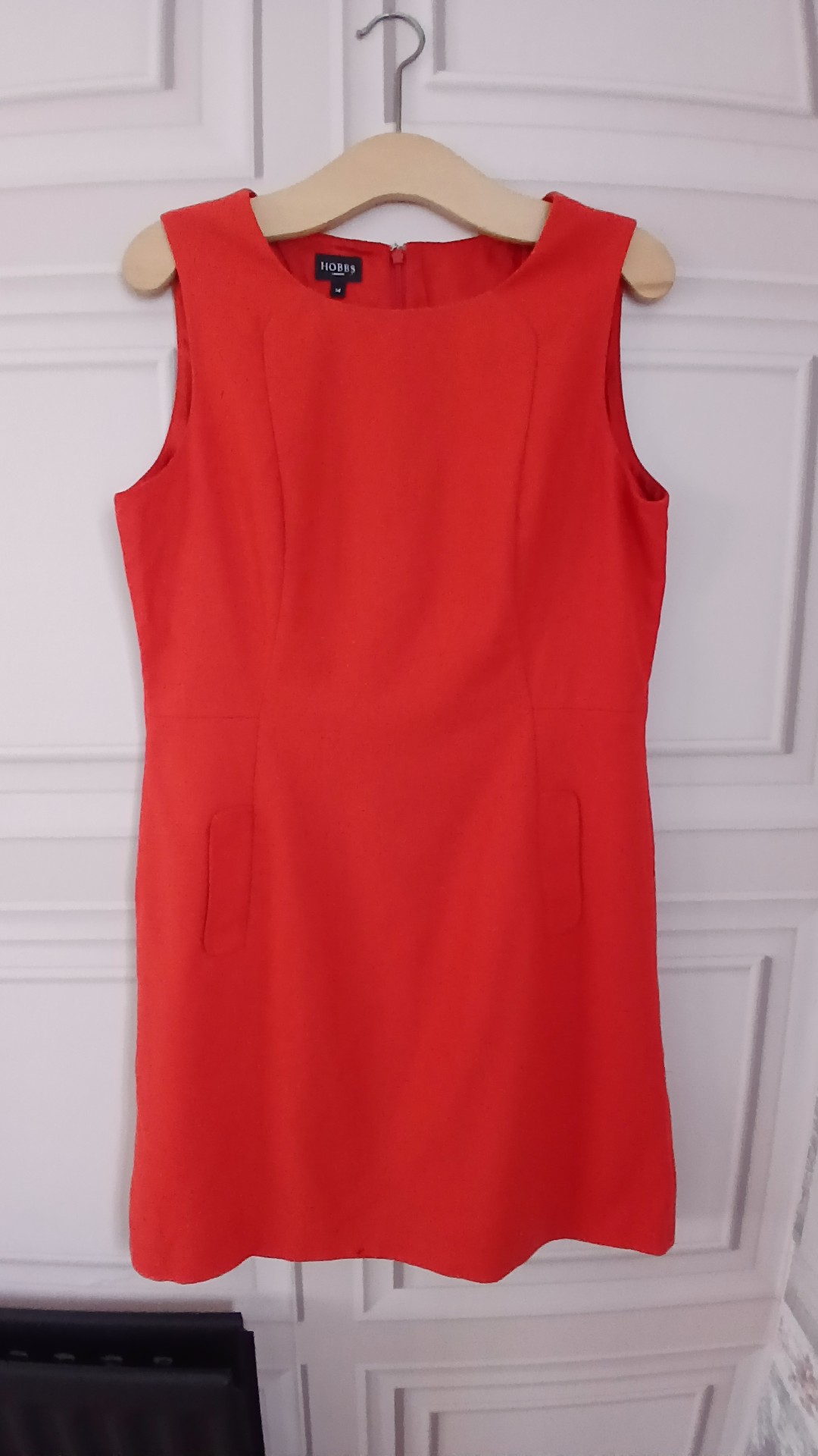 Hobbs Women's Red Wool Blend Sleeveless Dress UK 14