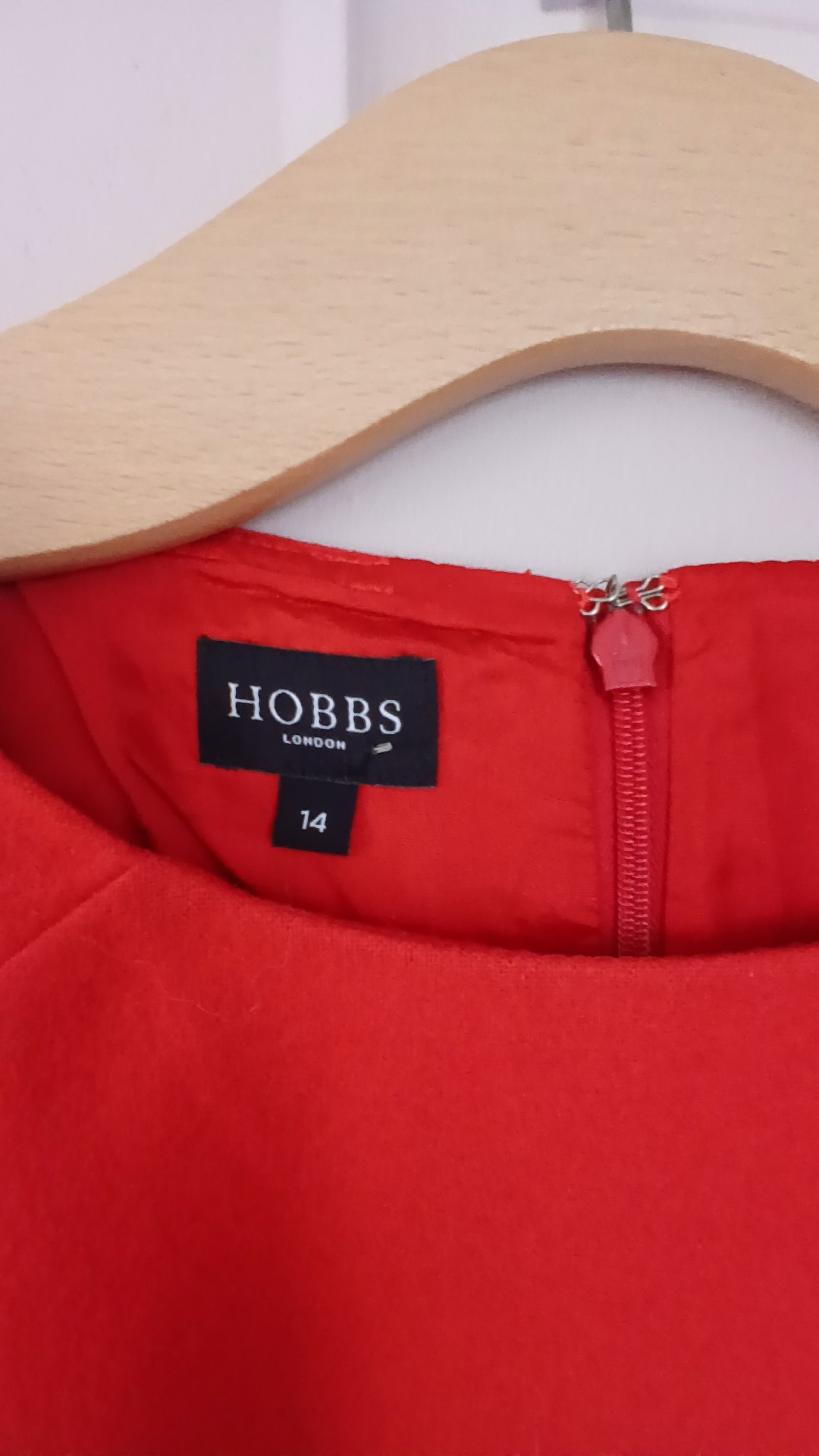 Hobbs Women's Red Wool Blend Sleeveless Dress UK 14 image 2