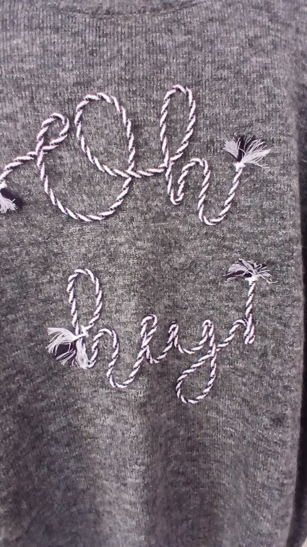 Grey Women's Chunky Knit Sweater Medium Rope Detail image 2