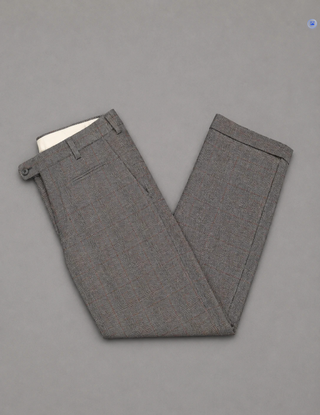 Tommy Hilfiger Grey Checked Pleated Chino Trousers 30"