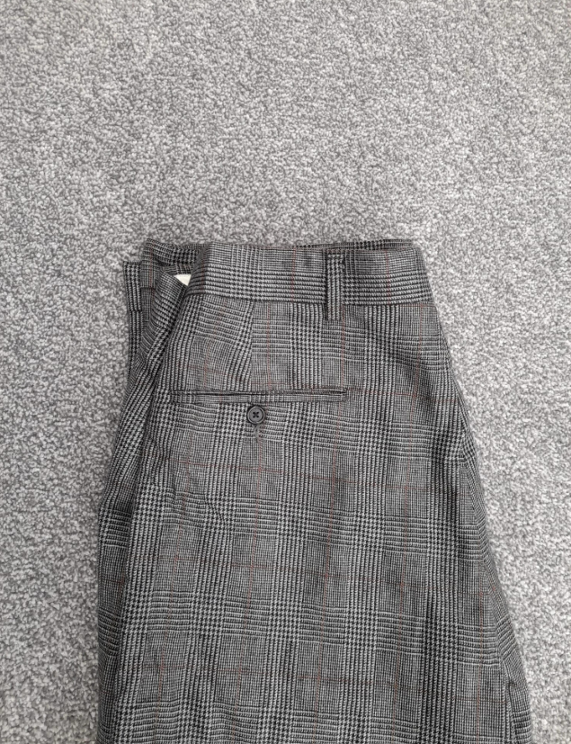 Tommy Hilfiger Grey Checked Pleated Chino Trousers 30" image 4