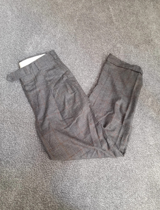 Tommy Hilfiger Grey Checked Pleated Chino Trousers 30" image 6
