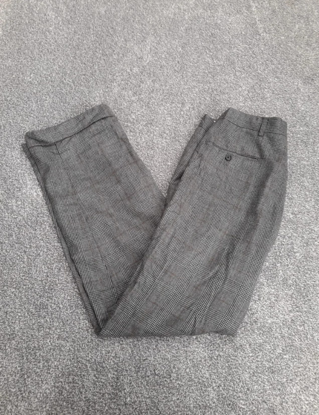 Tommy Hilfiger Grey Checked Pleated Chino Trousers 30" image 7