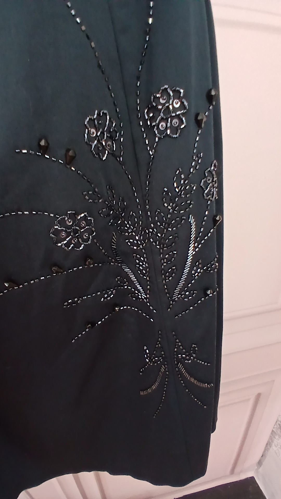Strapless Black Beaded Cocktail Dress Floral Embroidery UK 12 image 4