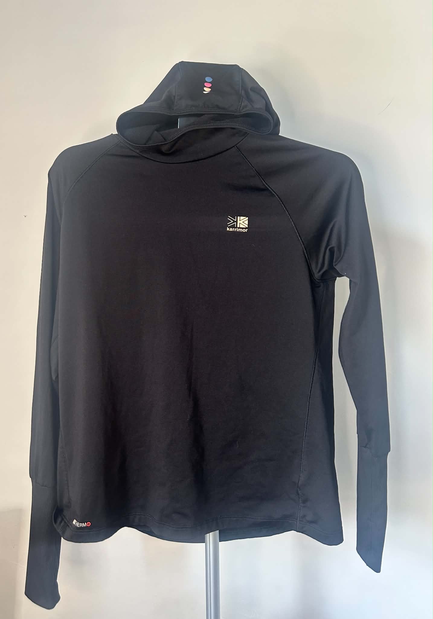 Karrimor Black X-Lite Hoodie UK 14 Lightweight Thermal baselayer great preowned condition