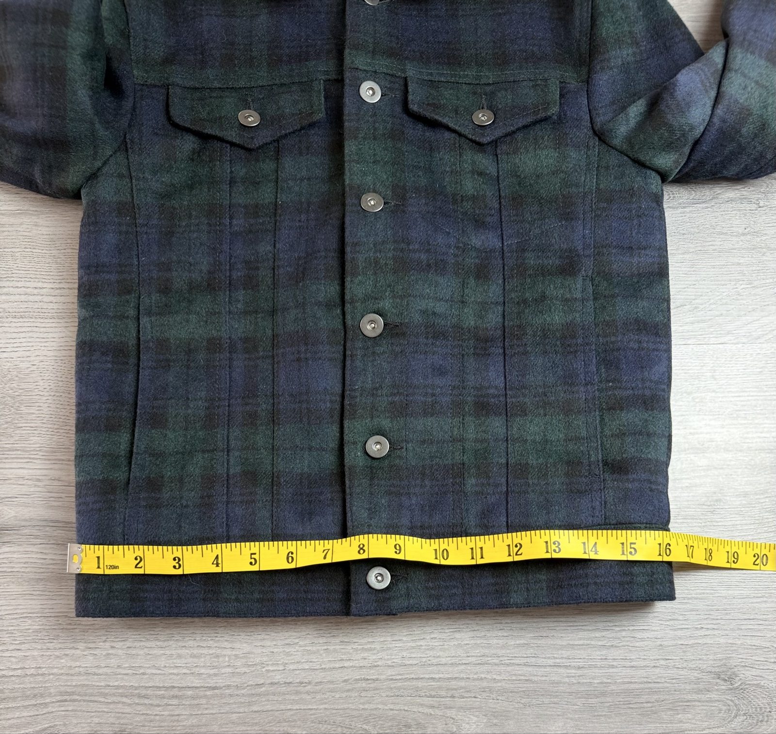 Topman Dark Green & Black Check Sherpa Collar Jacket XXXS (01694) image 5