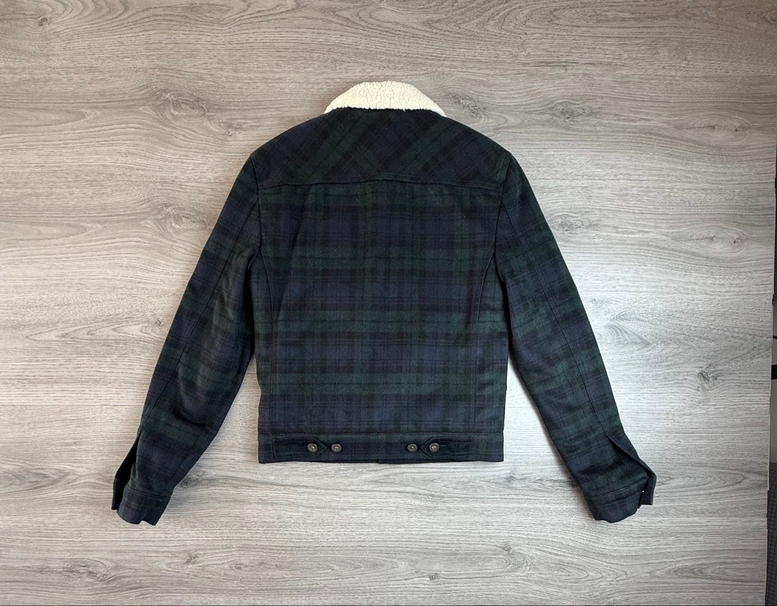 Topman Dark Green & Black Check Sherpa Collar Jacket XXXS (01694) image 10