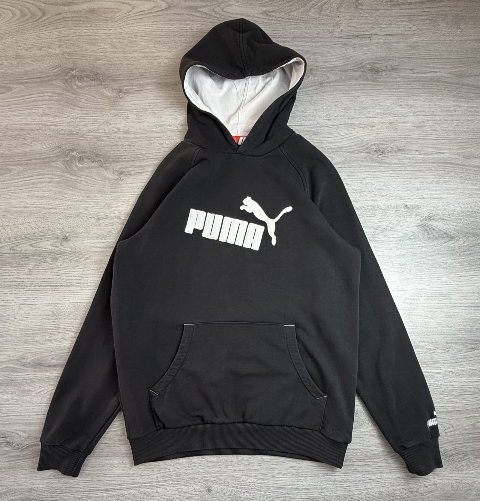 Puma Black & White Logo Hoodie Large Unisex (01696)