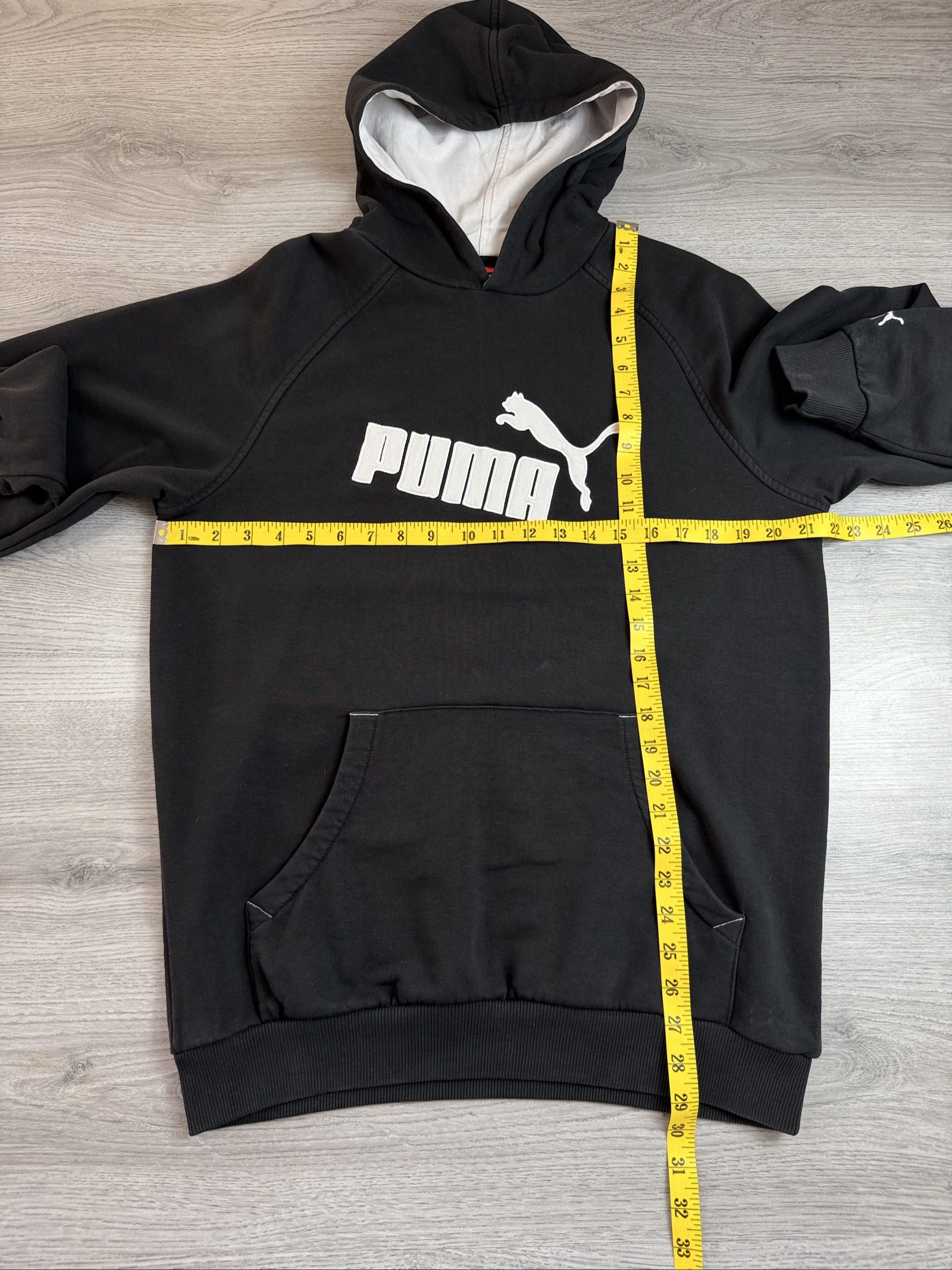 Puma Black & White Logo Hoodie Large Unisex (01696) image 4
