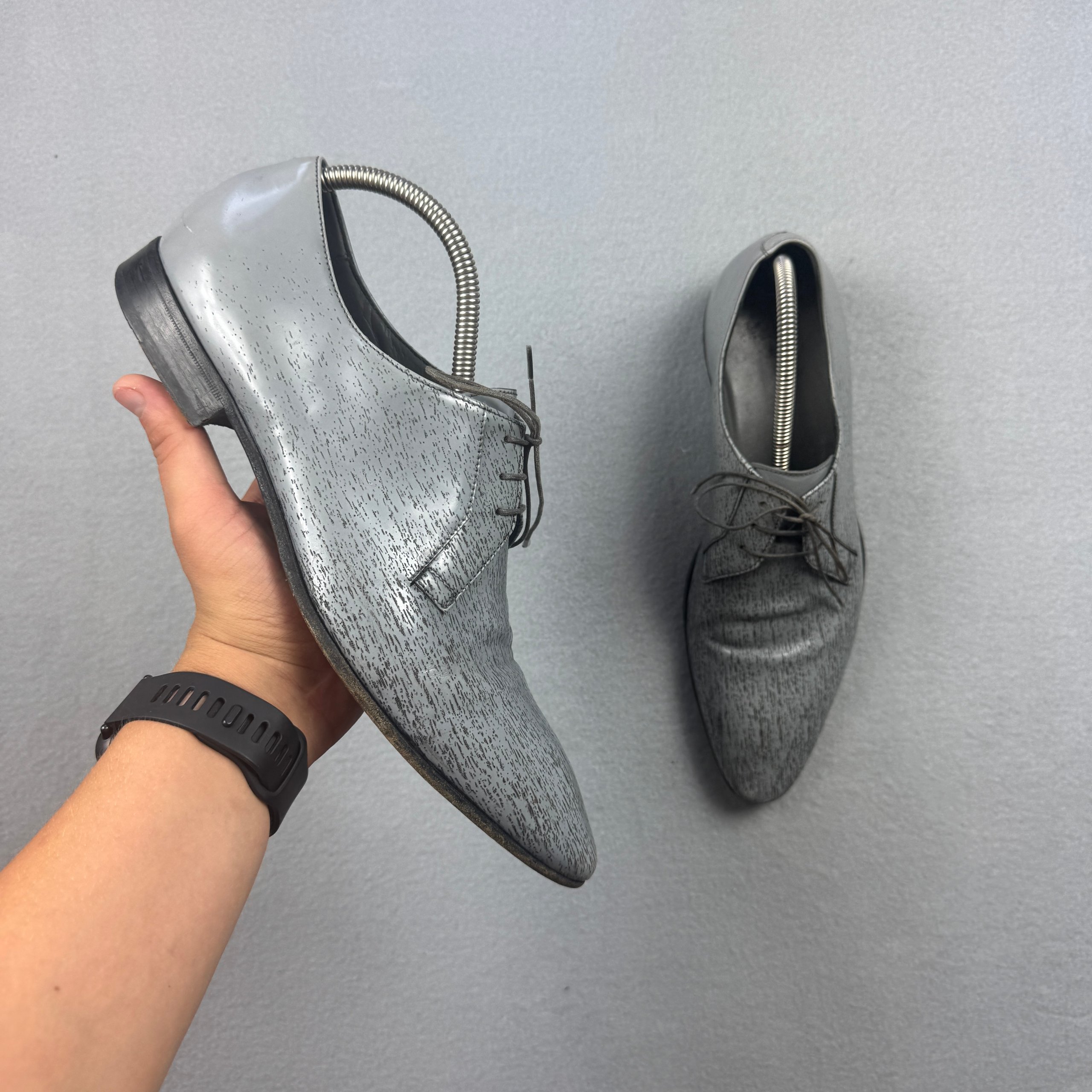 Hugo Boss Gray Patterned Oxford Shoes Size 42 / 27cm