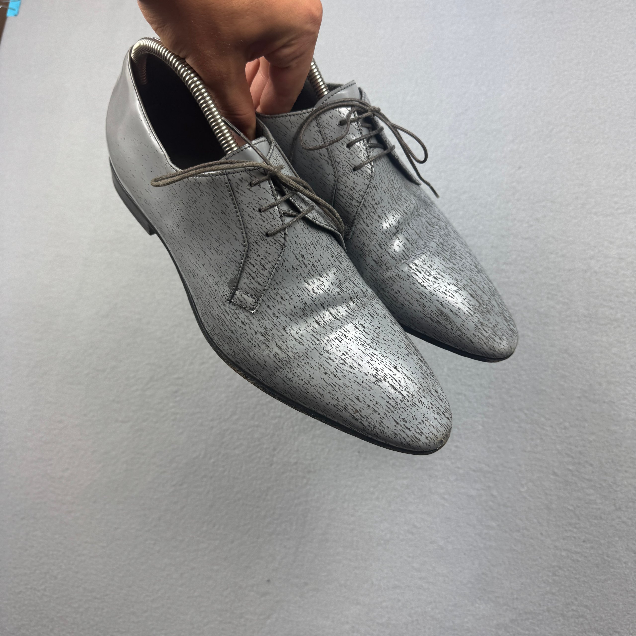 Hugo Boss Gray Patterned Oxford Shoes Size 42 / 27cm image 3
