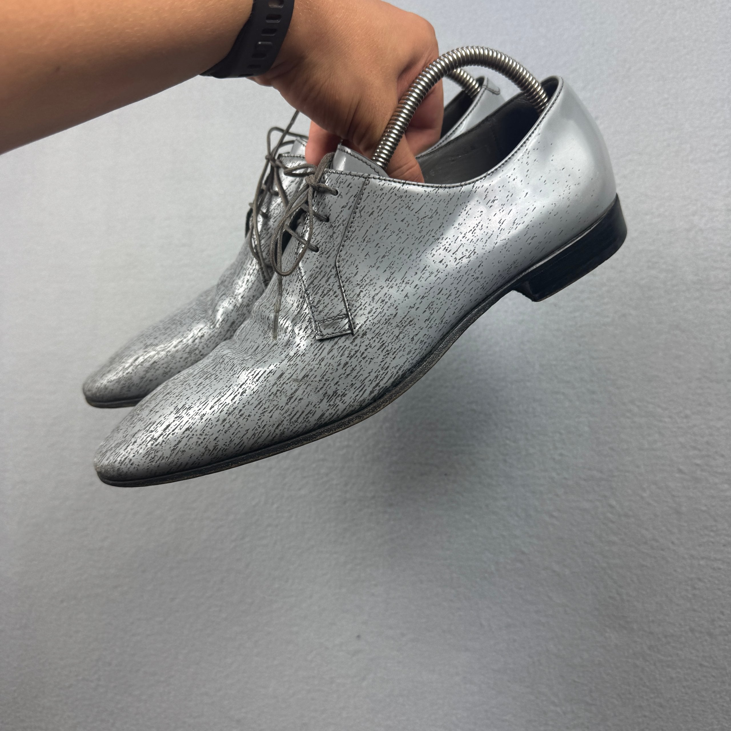 Hugo Boss Gray Patterned Oxford Shoes Size 42 / 27cm image 5