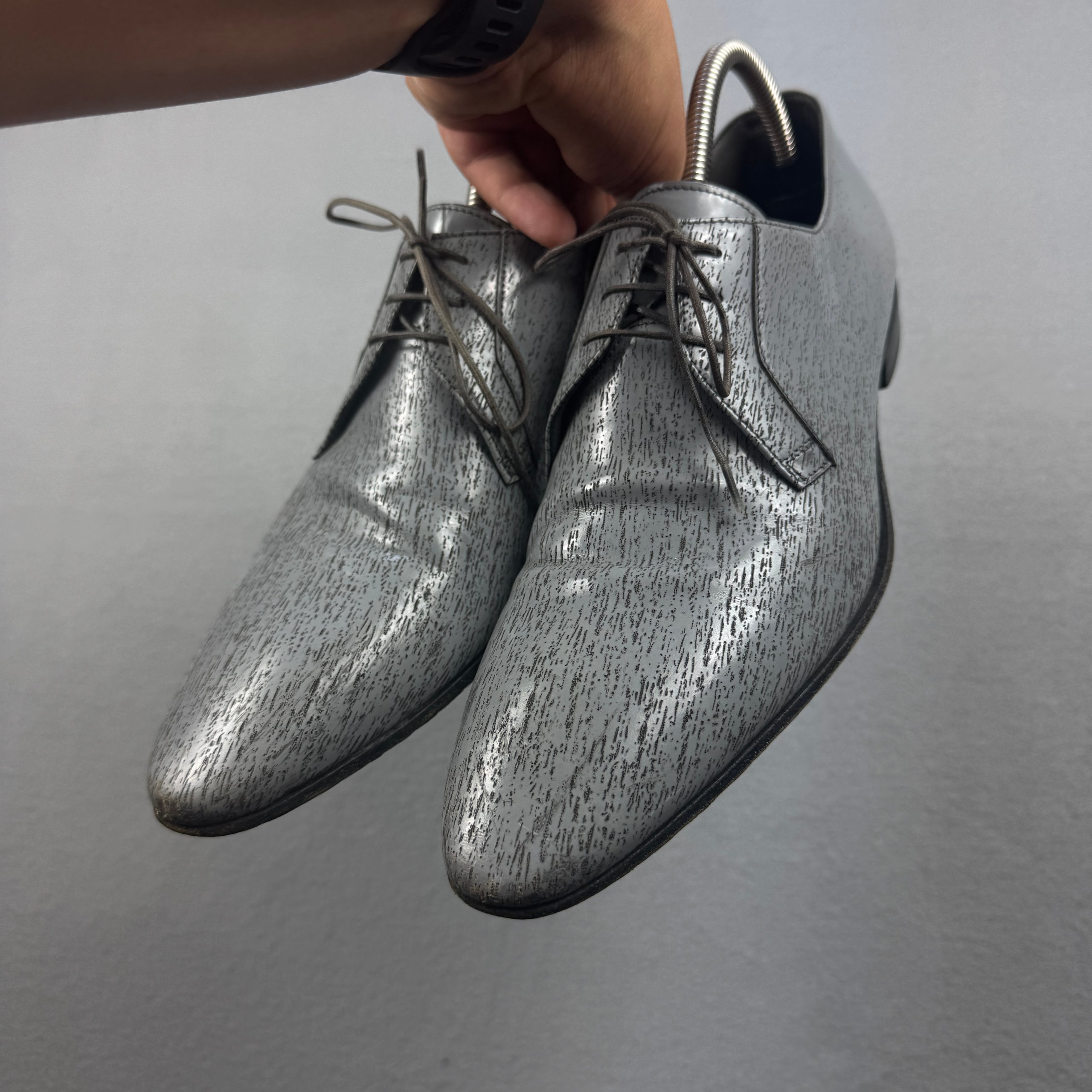 Hugo Boss Gray Patterned Oxford Shoes Size 42 / 27cm image 6