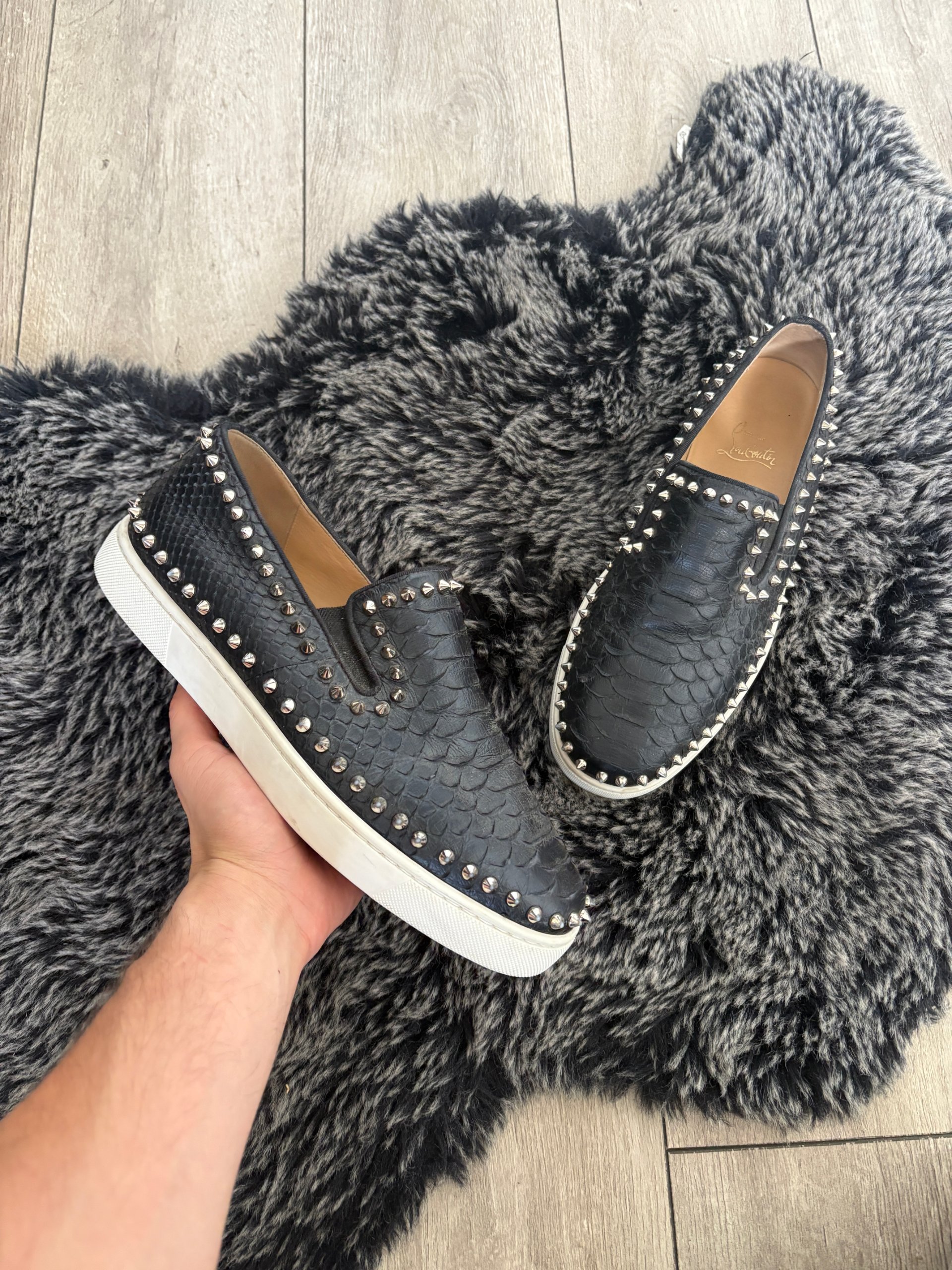 Christian Louboutin Low Roller Boat Python Size 42