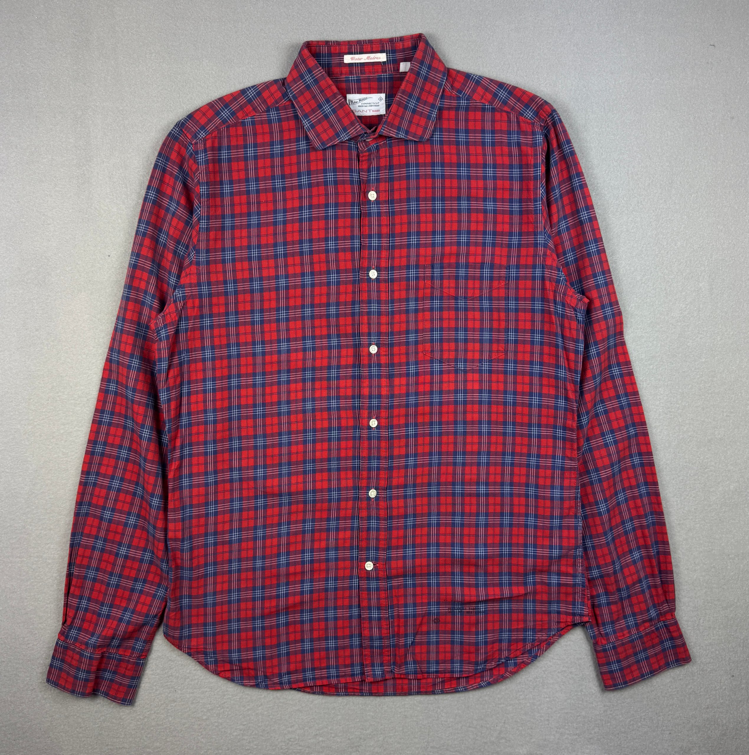 Gant Rugger Winter Madras Red & Navy Checked Men's Shirt Cotton Size M