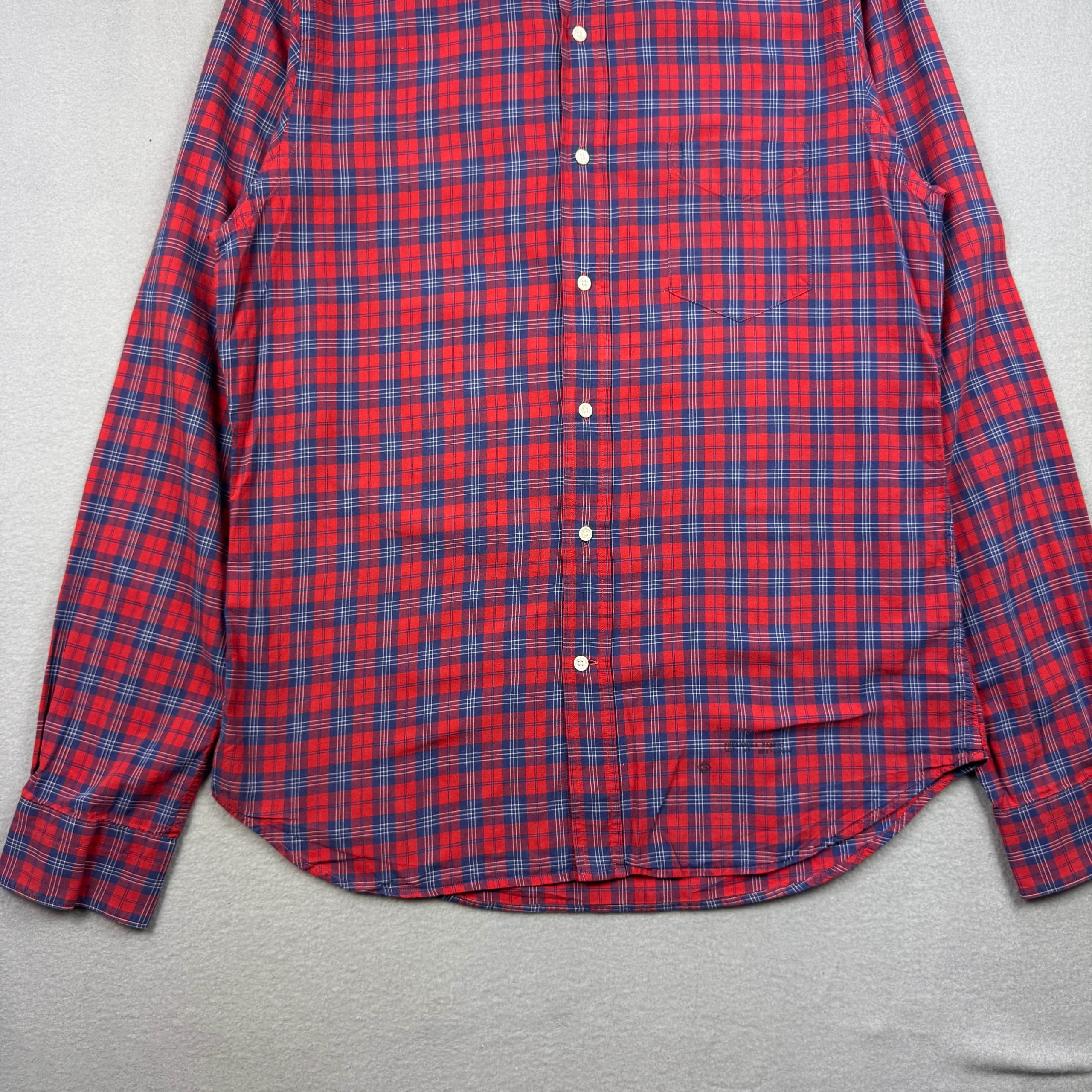Gant Rugger Winter Madras Red & Navy Checked Men's Shirt Cotton Size M image 3