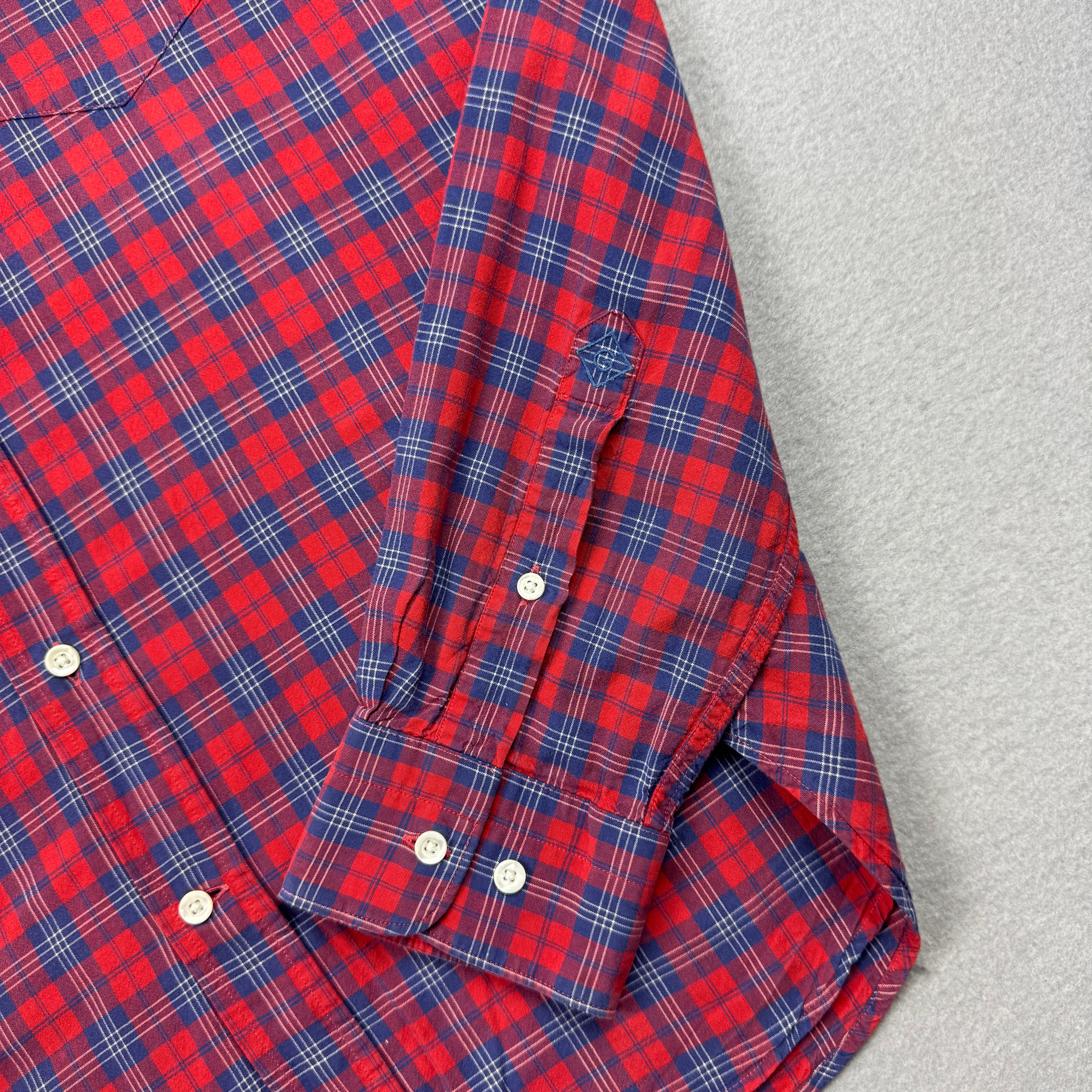 Gant Rugger Winter Madras Red & Navy Checked Men's Shirt Cotton Size M image 5