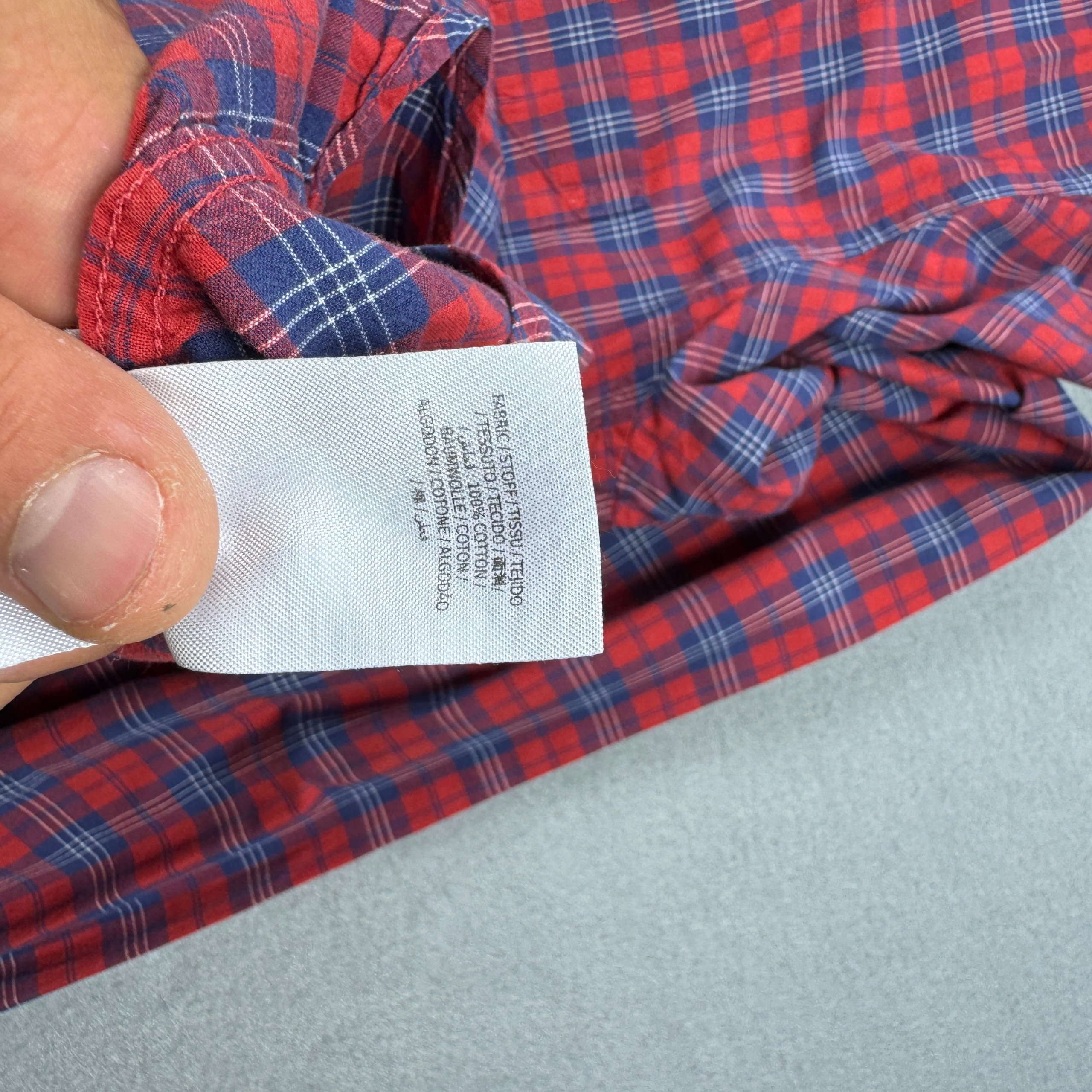 Gant Rugger Winter Madras Red & Navy Checked Men's Shirt Cotton Size M image 9