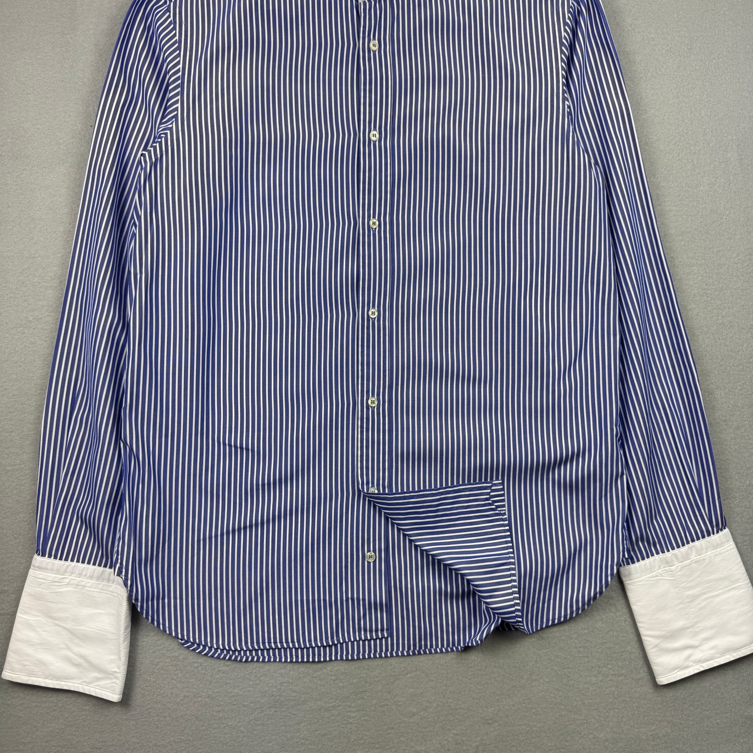 Boggi Blue & White Stripe Formal Cufflinks Shirt Size 41 / 16 image 3