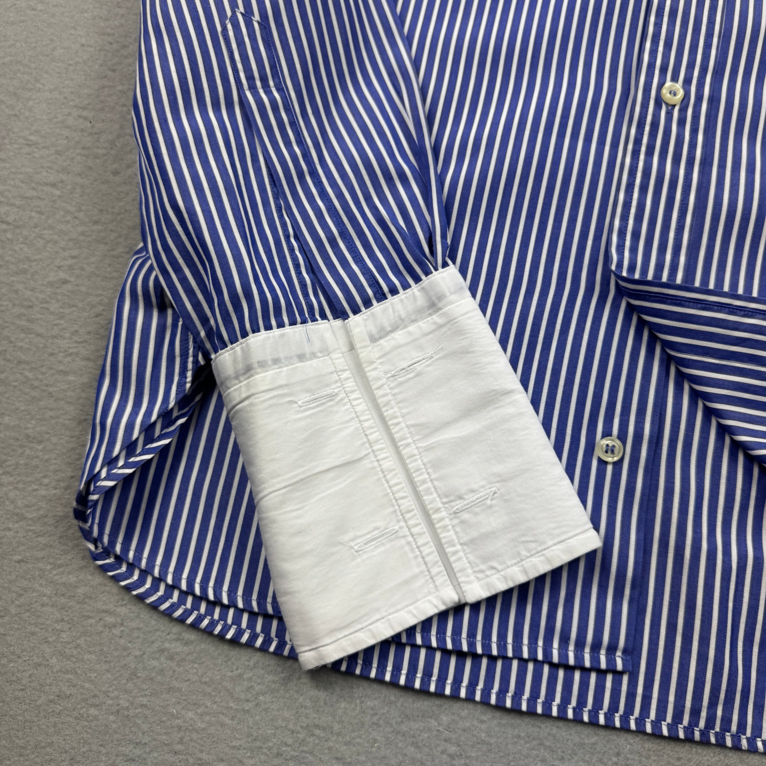 Boggi Blue & White Stripe Formal Cufflinks Shirt Size 41 / 16 image 4