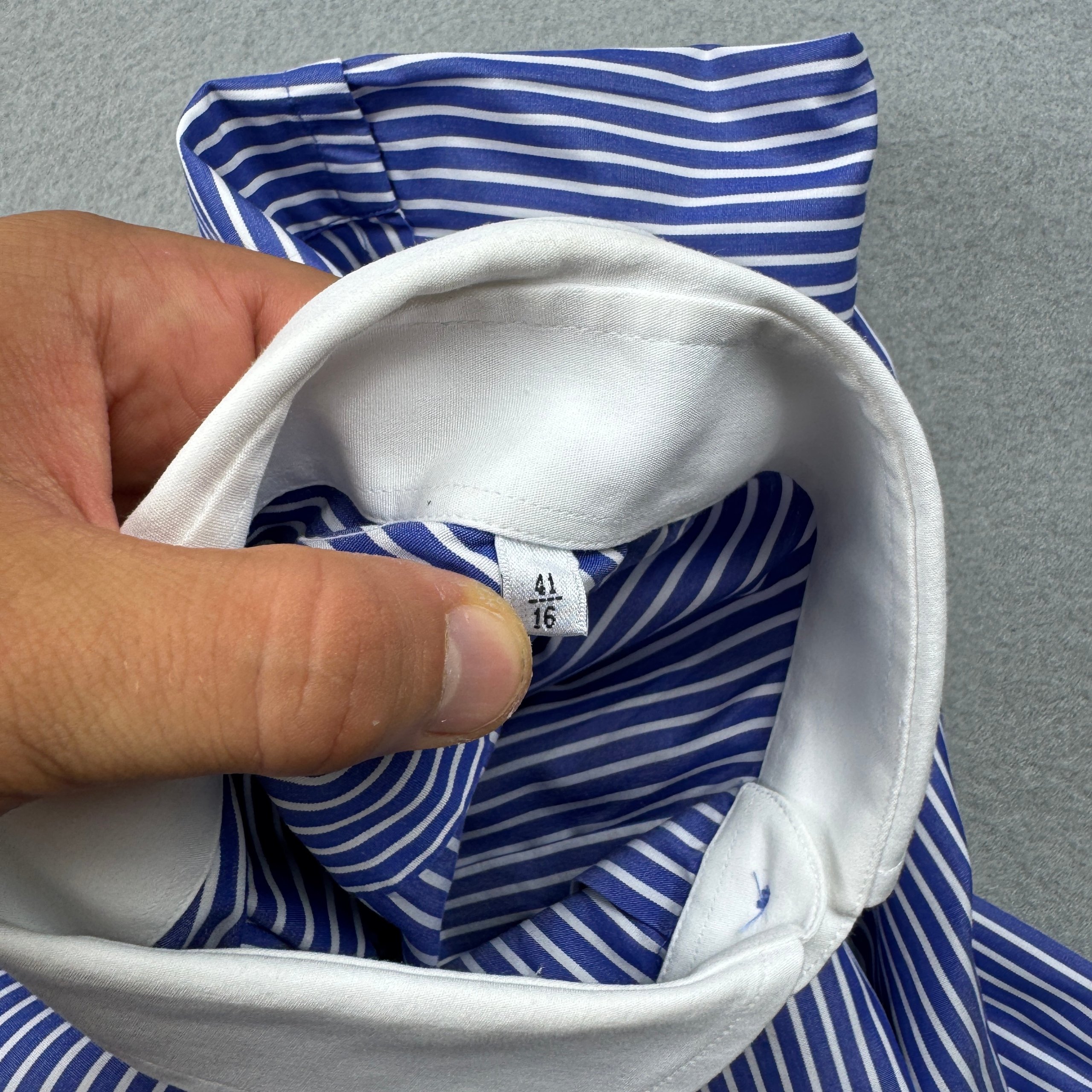 Boggi Blue & White Stripe Formal Cufflinks Shirt Size 41 / 16 image 9