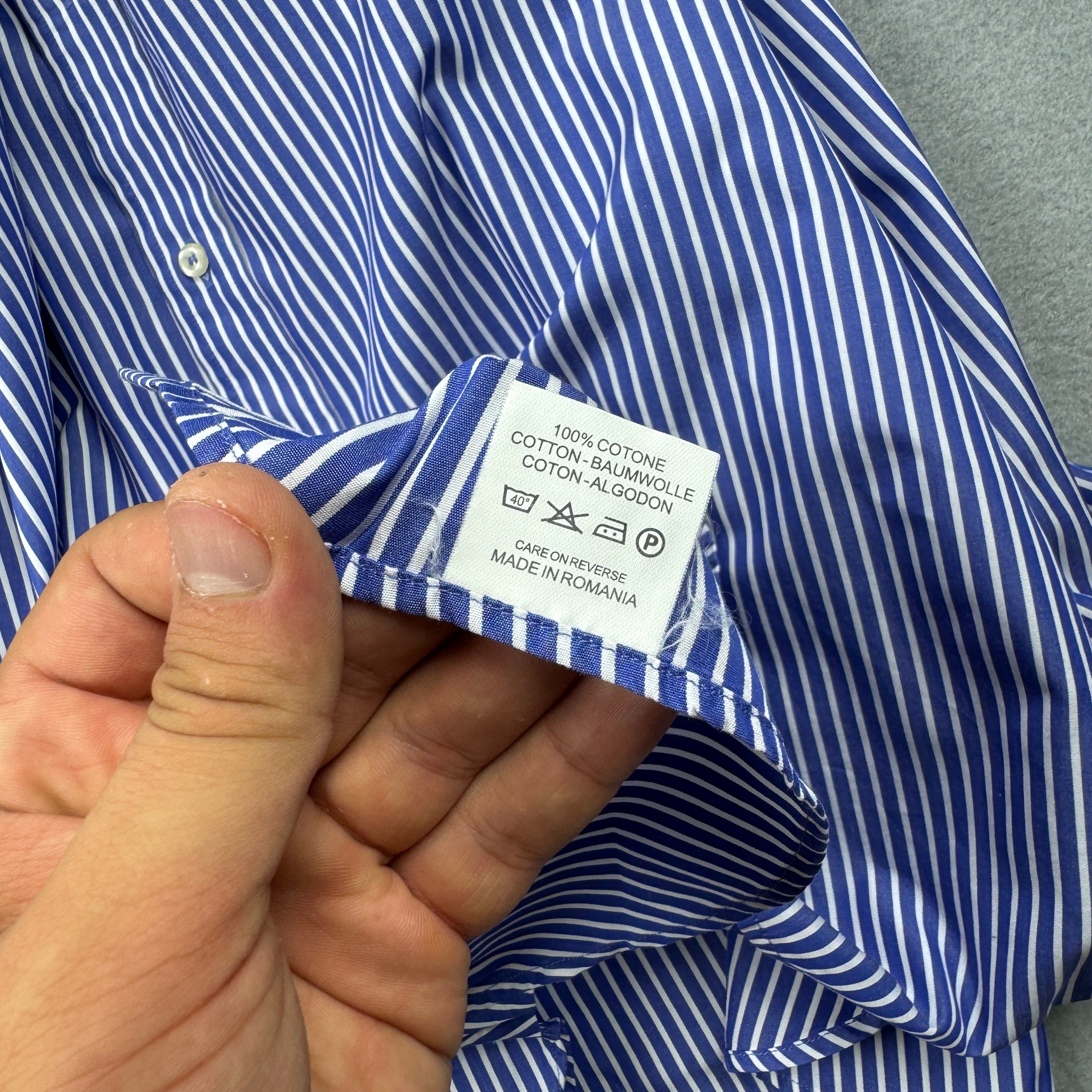 Boggi Blue & White Stripe Formal Cufflinks Shirt Size 41 / 16 image 10