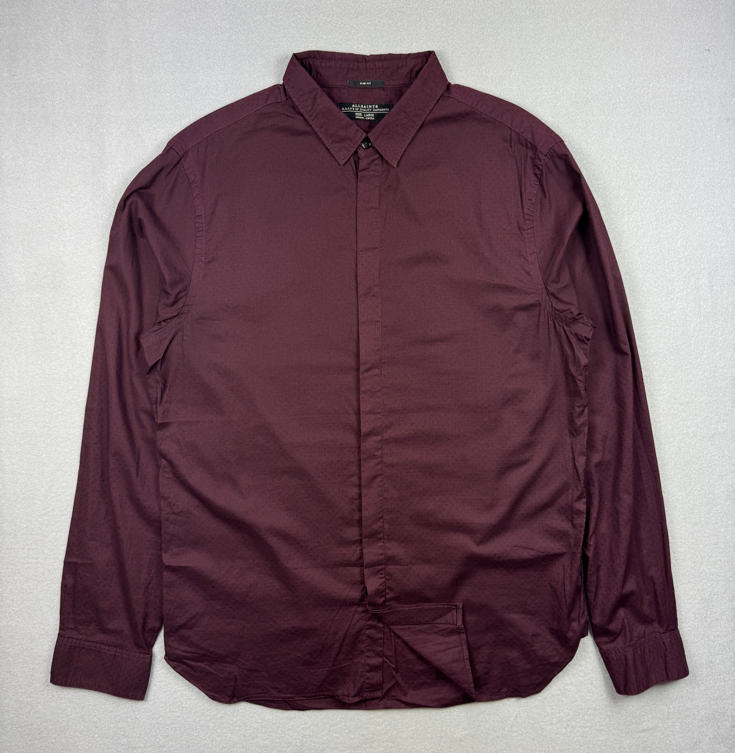 Men`s Allsaints Polka dot Burgundy Slim Fit Shirt Patterned Size L