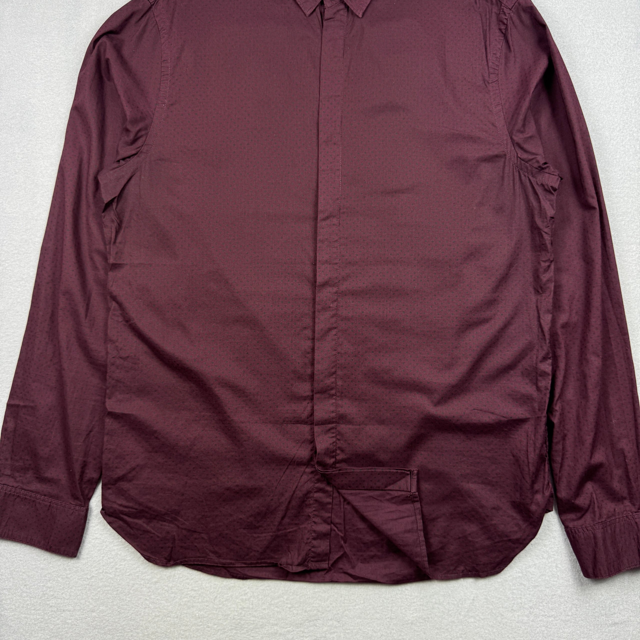 Men`s Allsaints Polka dot Burgundy Slim Fit Shirt Patterned Size L image 3