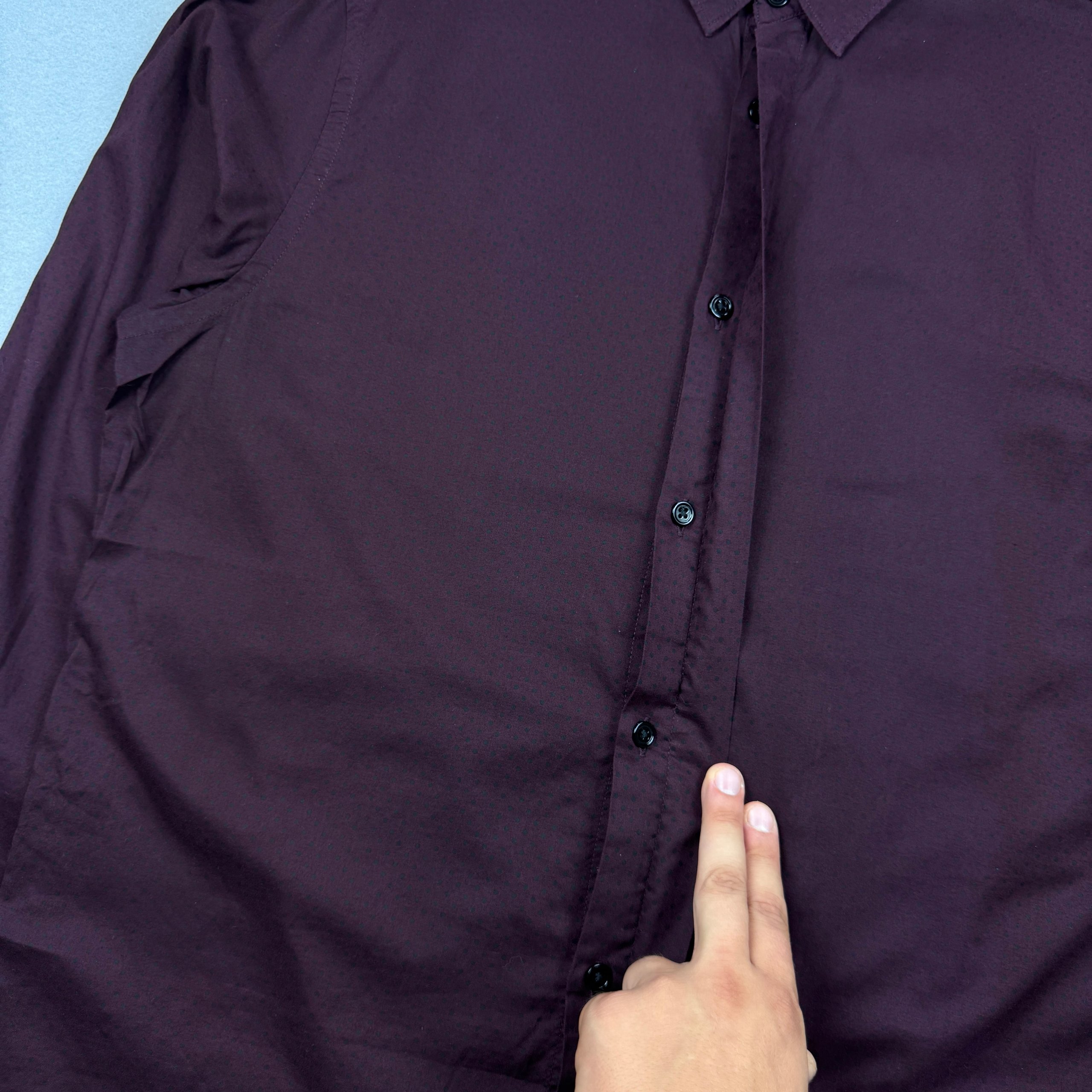 Men`s Allsaints Polka dot Burgundy Slim Fit Shirt Patterned Size L image 4
