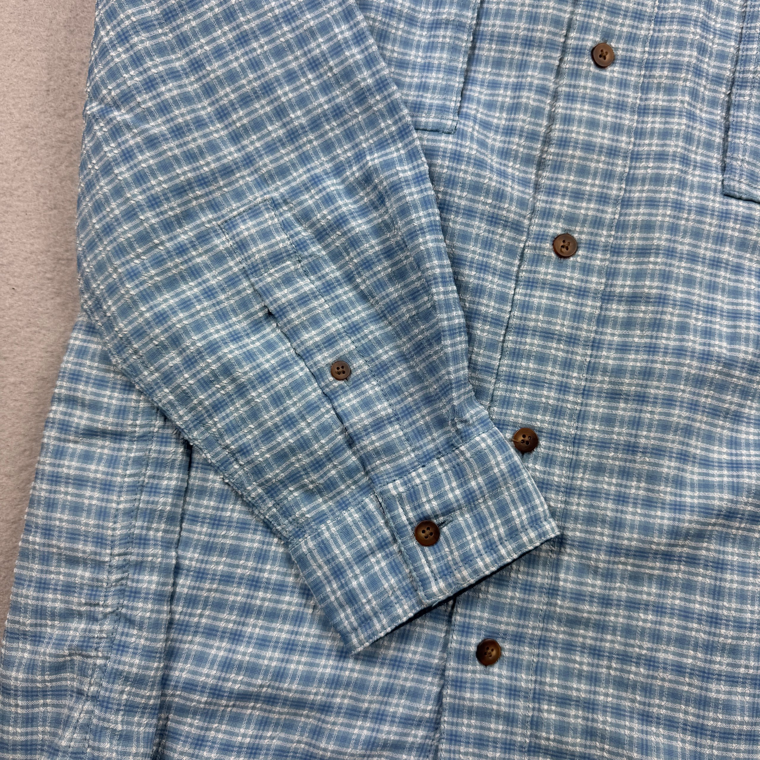 Vintage The North Face Blue Checked Trekking Shirt Button-Down Size M-L image 6