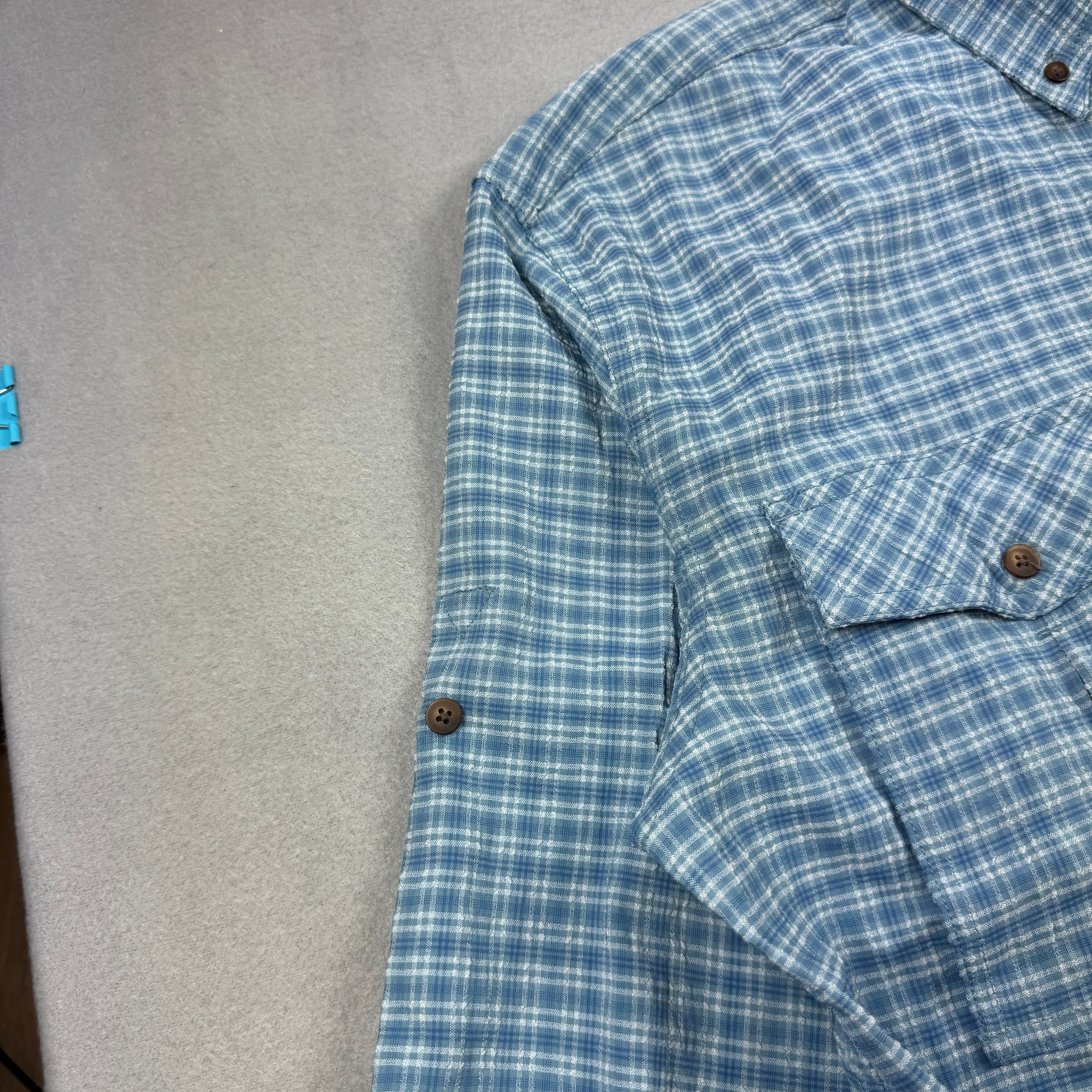 Vintage The North Face Blue Checked Trekking Shirt Button-Down Size M-L image 7