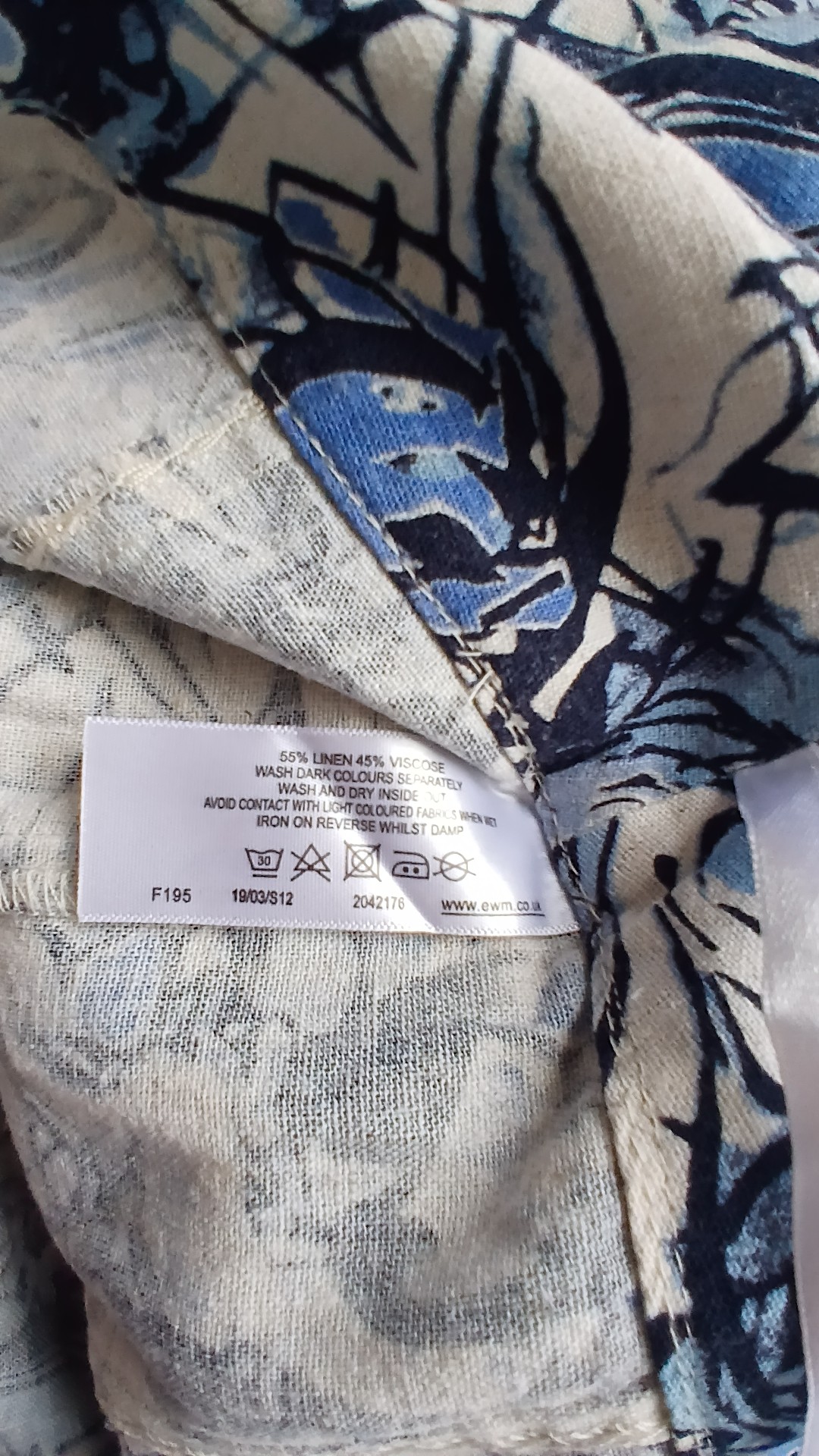EWM Vintage Linen Feel Blue & White Floral Skirt UK 22 image 6