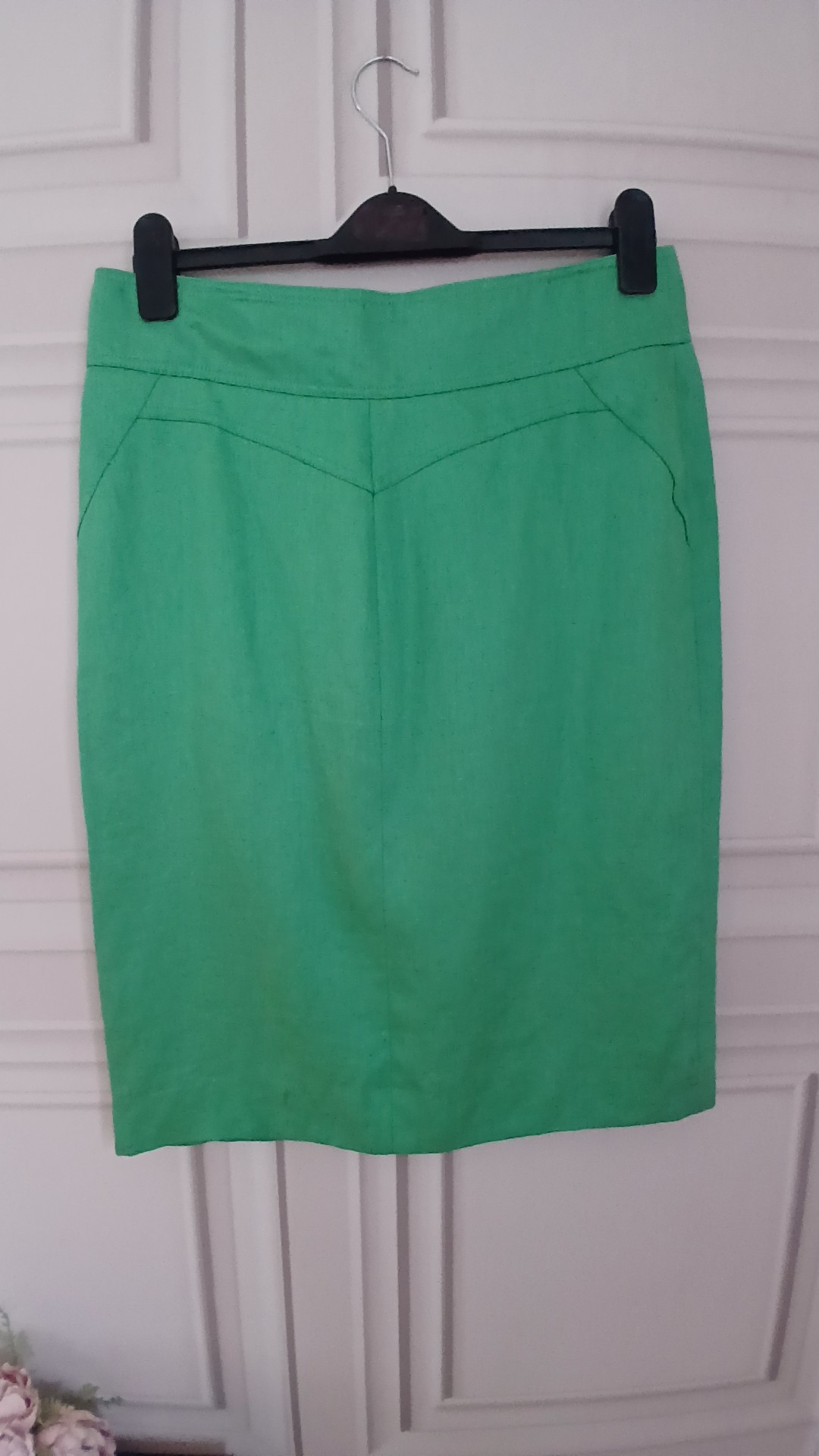 Jaeger Women's Green Linen Button-Front Skirt Medium image 4