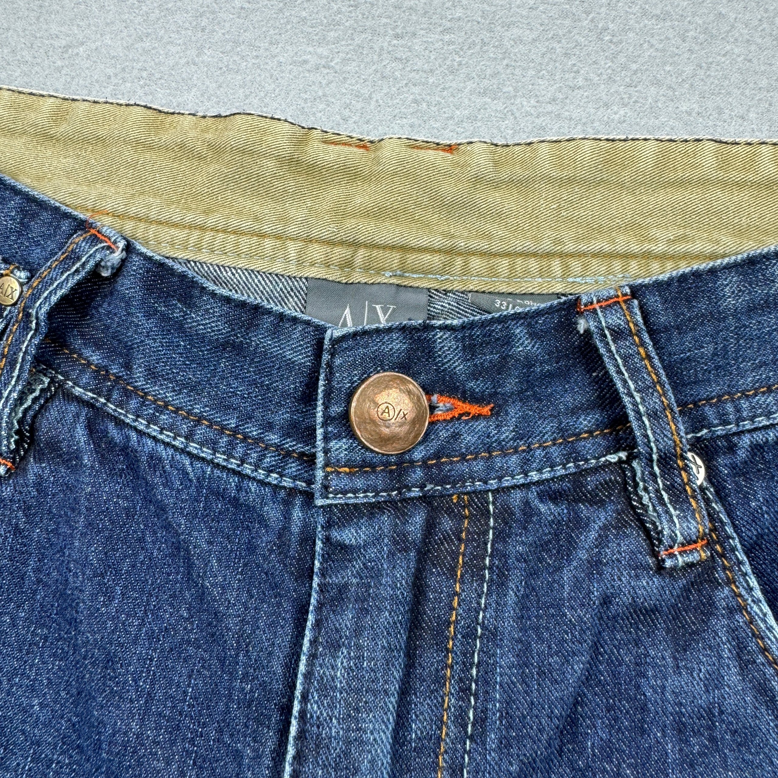 Men`s Armani Exchange Blue Denim Shorts Distressed Detail Size 33 Long image 6