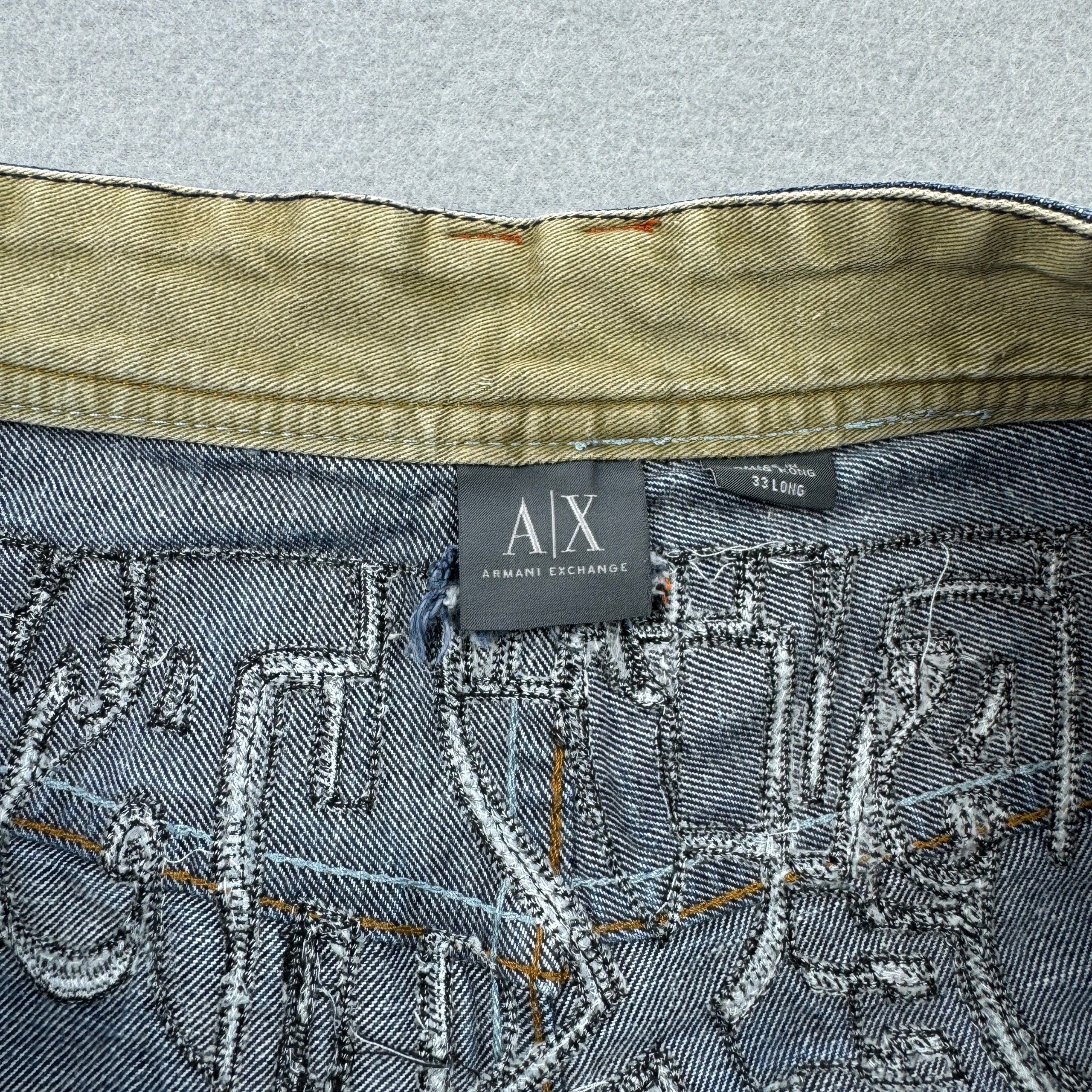 Men`s Armani Exchange Blue Denim Shorts Distressed Detail Size 33 Long image 7